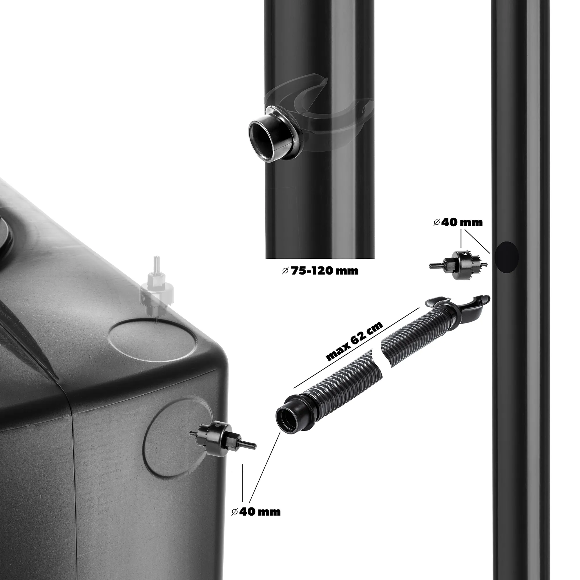 Asolo 350 l lietaus vandens bakas + prijungimo komplektas