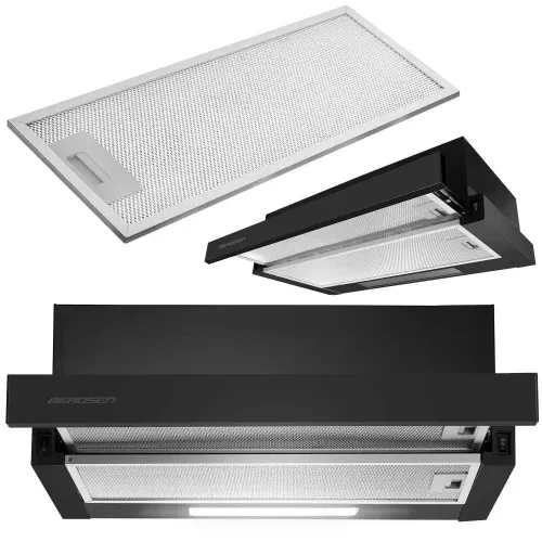 Berdsen BT-230 teleskopinis virtuvės gartraukis, matinės juodos spalvos - nuotrauka 1