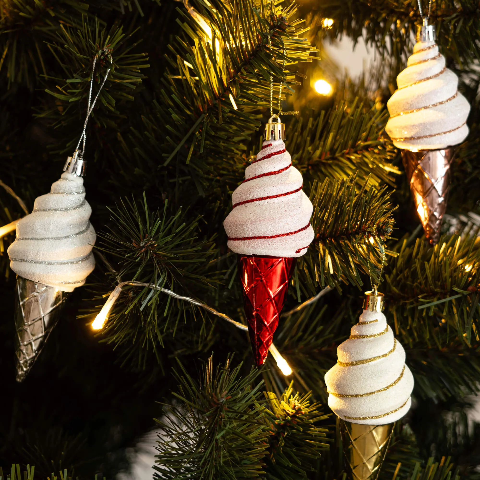 Abos kalėdinių eglutės papuošalų rinkinys, 4 vnt., ledai