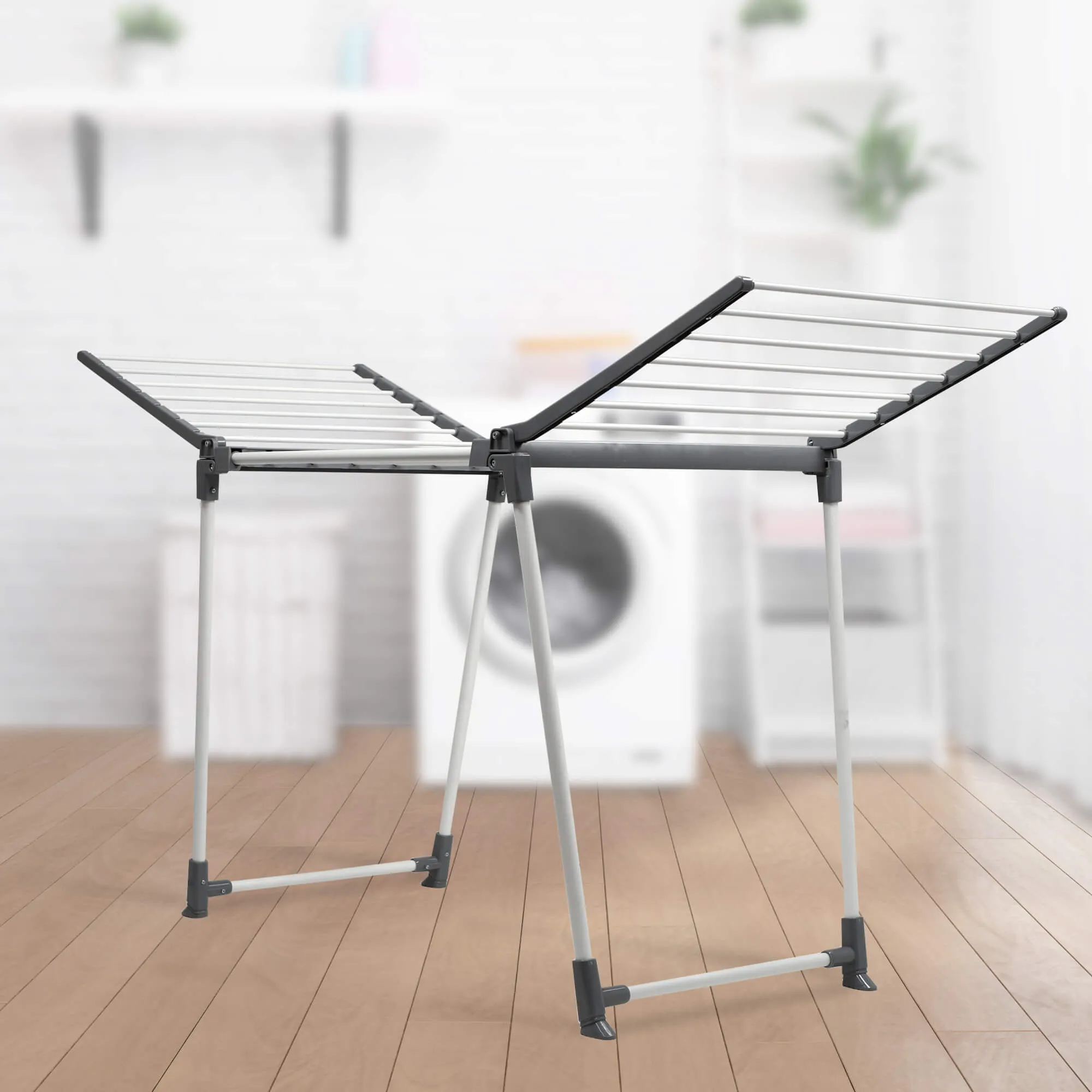 „Egen“ sulankstoma laisvai pastatoma drabužių džiovyklė, pilka, 170 cm