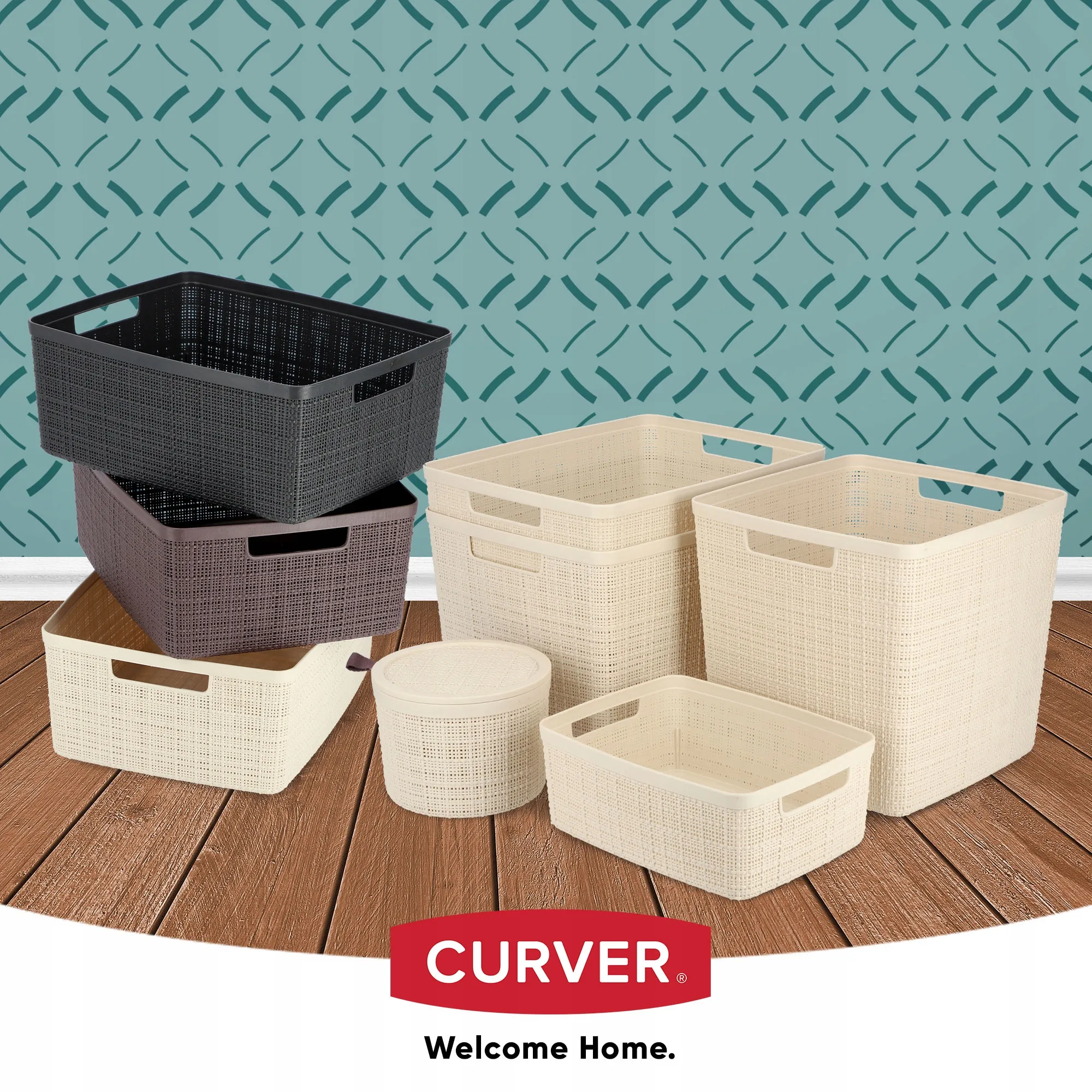 „Curver Jute“ 12 l laikymo konteineris, kreminės spalvos