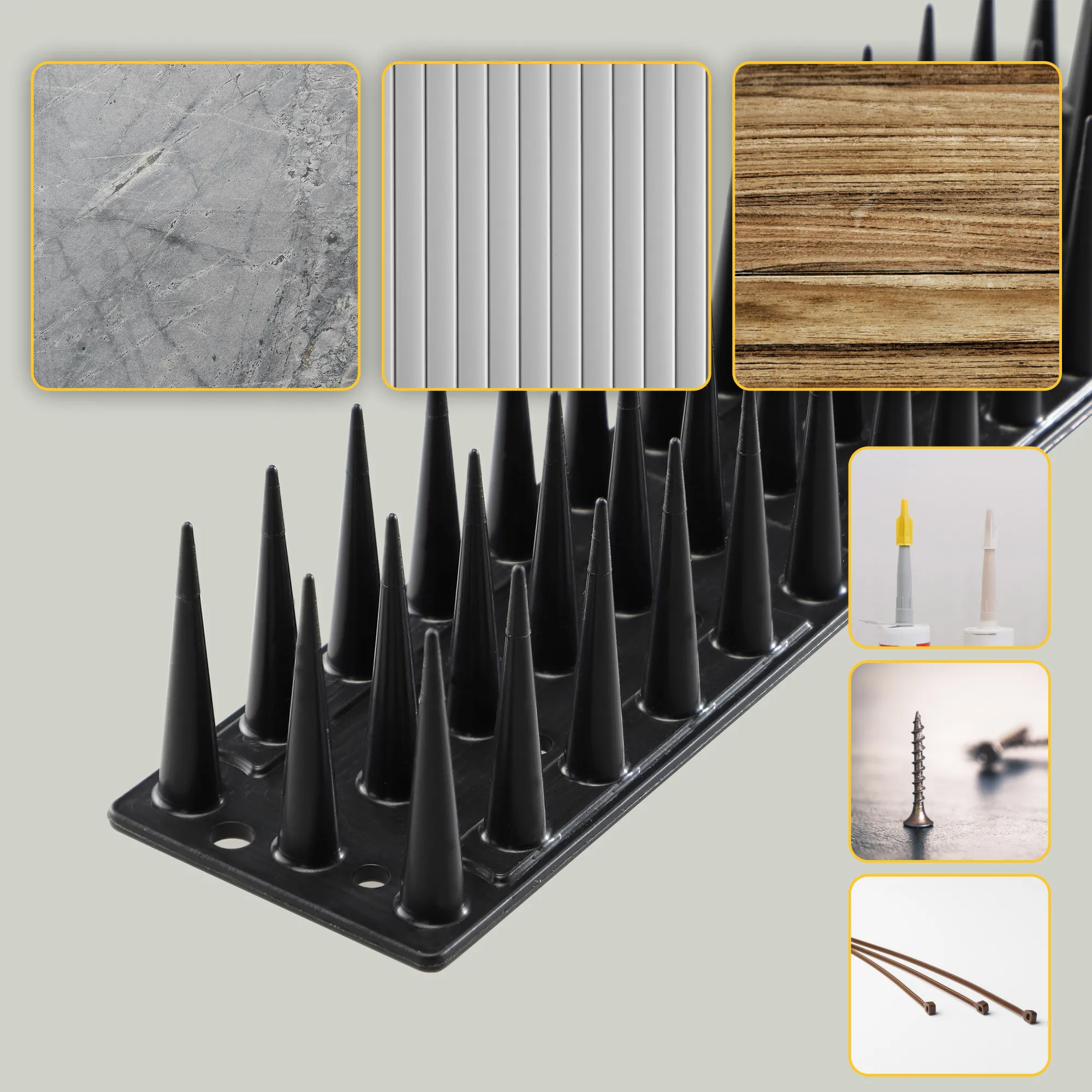 „Arcas“ plastikiniai paukščių atbaidymo smaigai, juodi, 6 vnt.