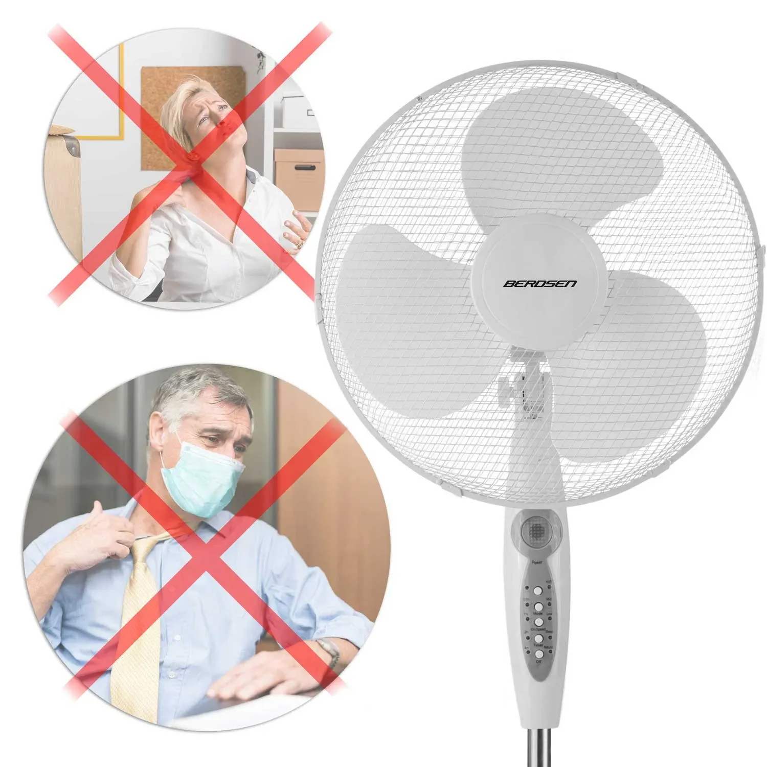 Berdsen 355100 grindų ventiliatorius, baltas ir pilkas - nuotrauka 1