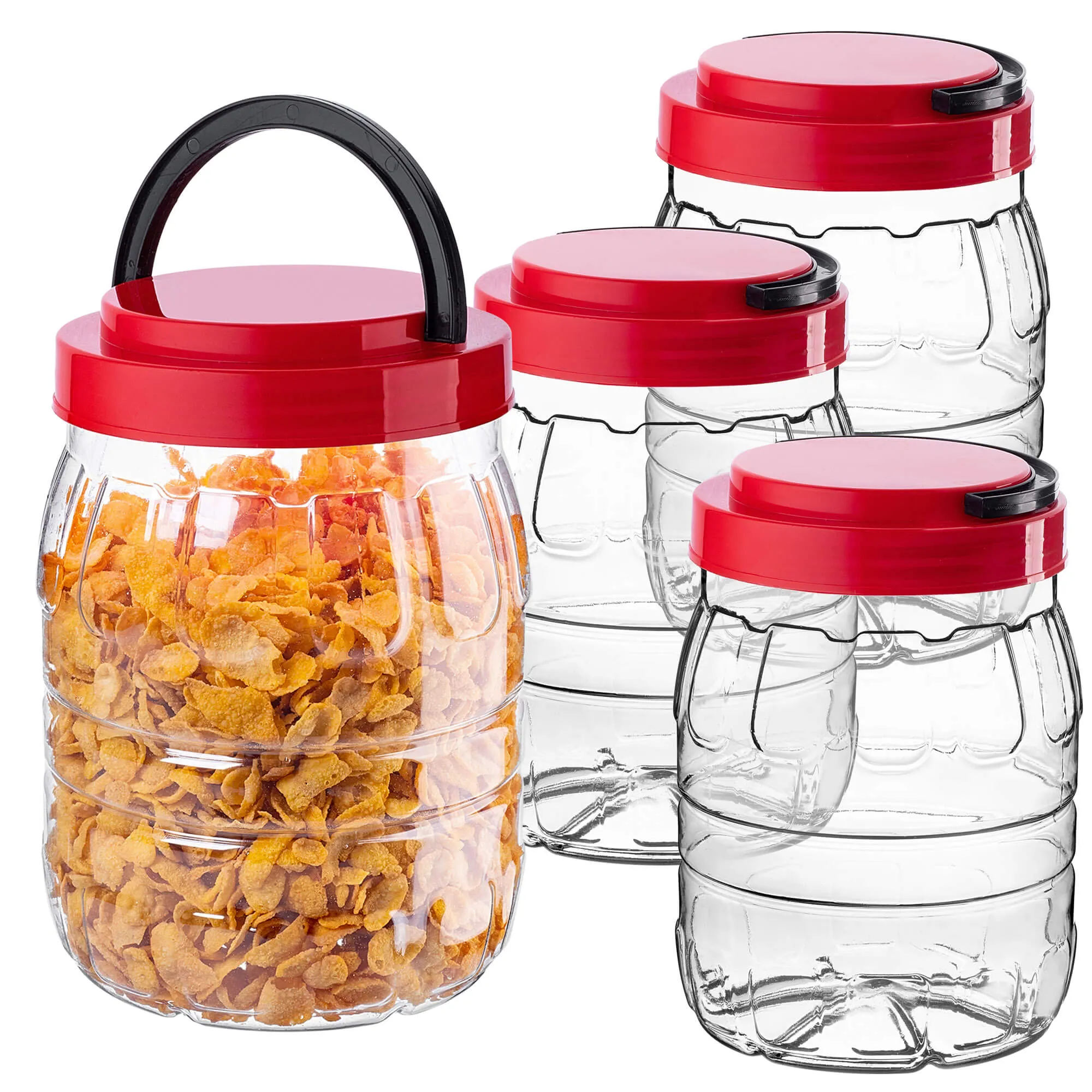 PET indeliai su užsukamu dangteliu ir rankena „Riccia universal“ 2 l, 4 vnt.