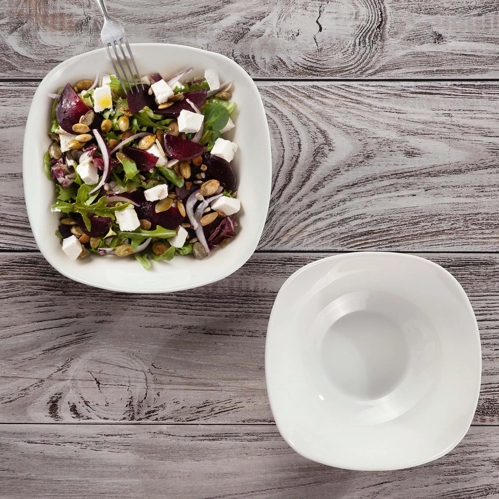 Baltas stiklinis salotų dubenėlis 17 cm, 3 vnt.