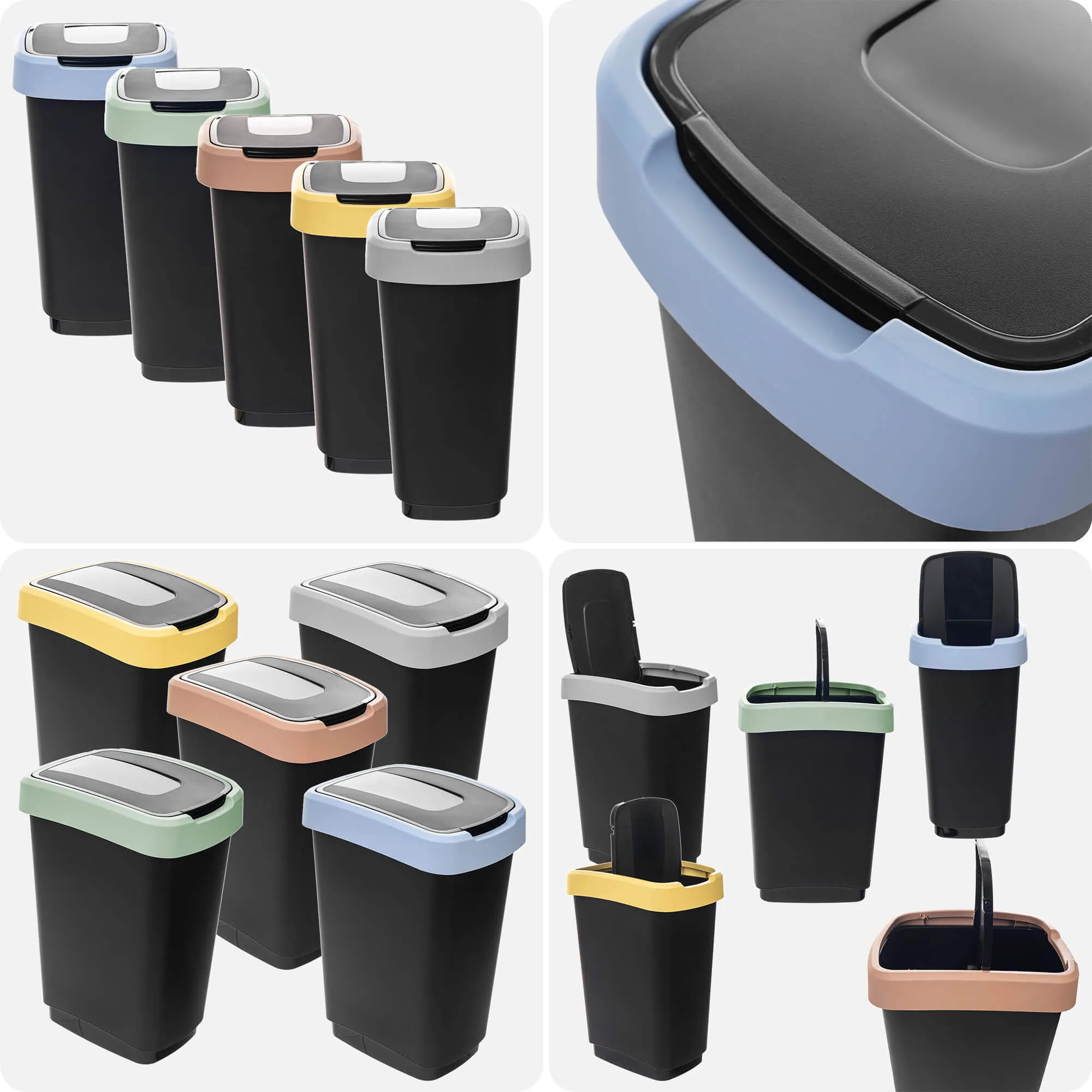 Morin 25 l talpos šiukšliadėžių su besisukančiu dangčiu rinkinys, 5 vnt.