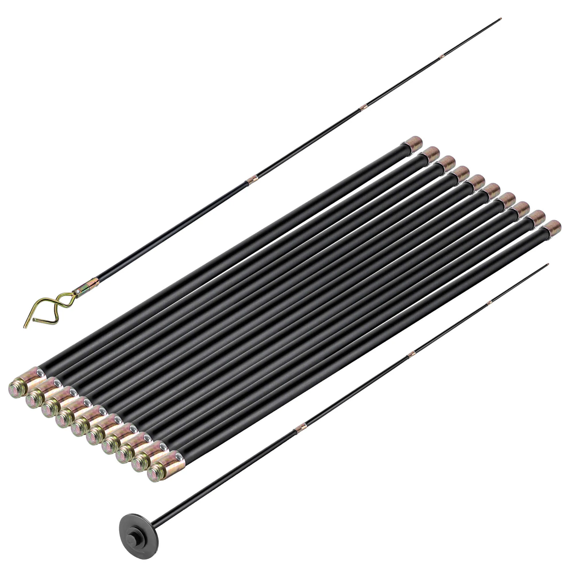 10 Riglon kanalizacijos atkimšimo strypų rinkinys, 9 m, juodi