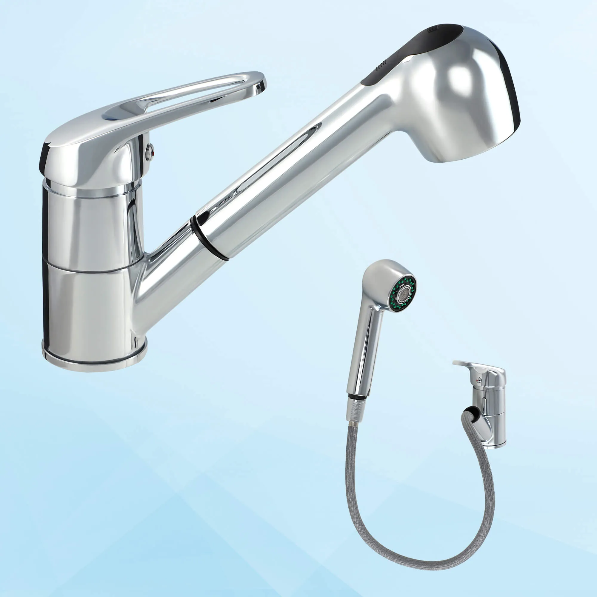 Gospo Atut laisvai pastatomas virtuvės maišytuvas su įvadu, chromuotas