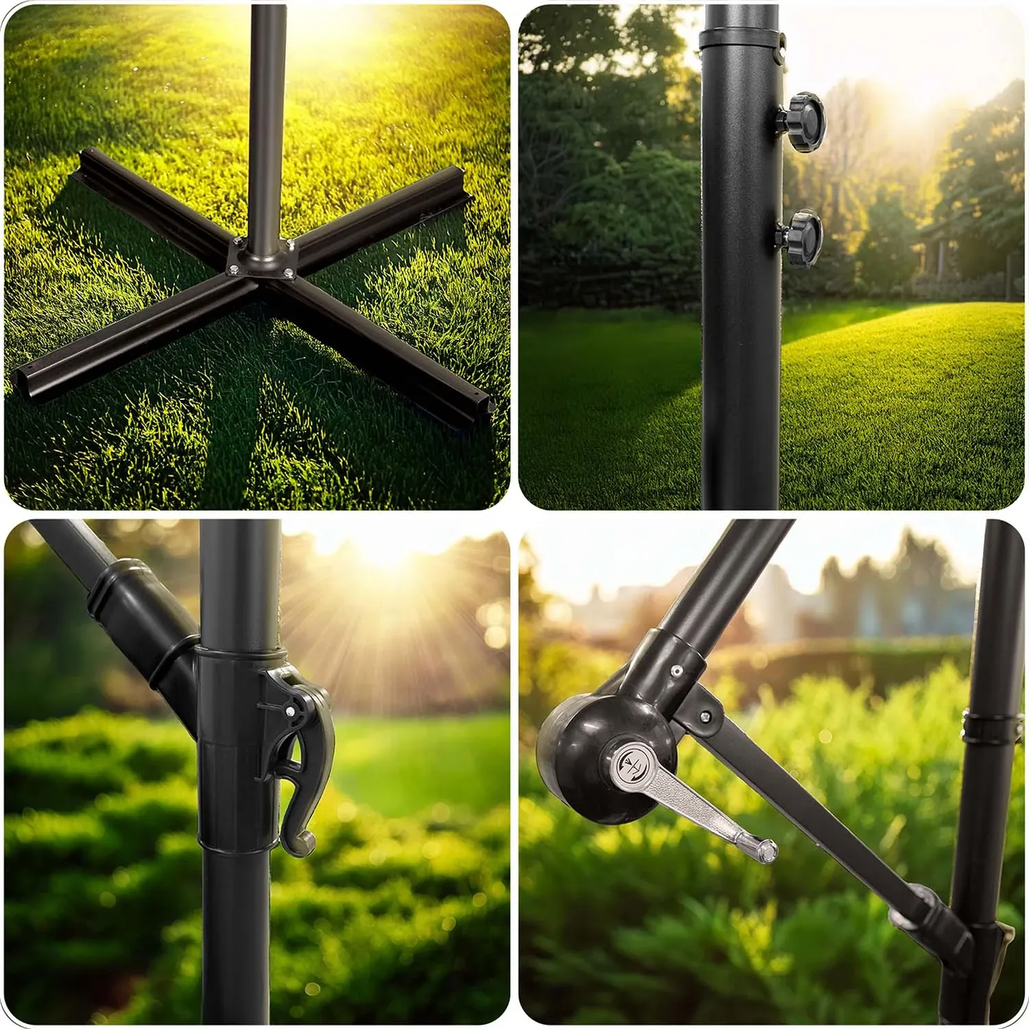 Sulankstomas sodo skėtis, 6 dalių, 350 cm, su uždanga, „Plonos PL-880“ - nuotrauka 1