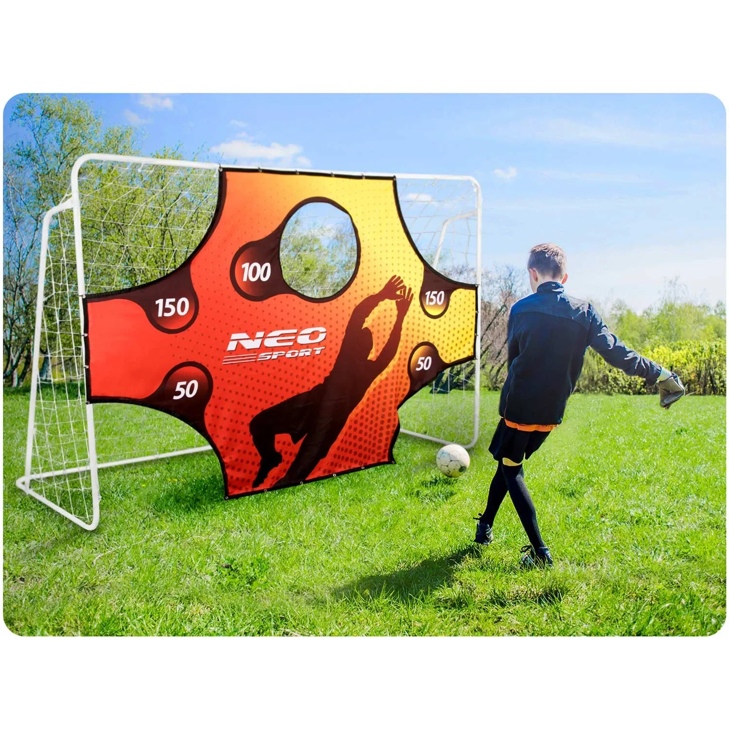 Futbolo vartai 245 x 155 x 80 cm + taikinio kilimėlis - nuotrauka 1