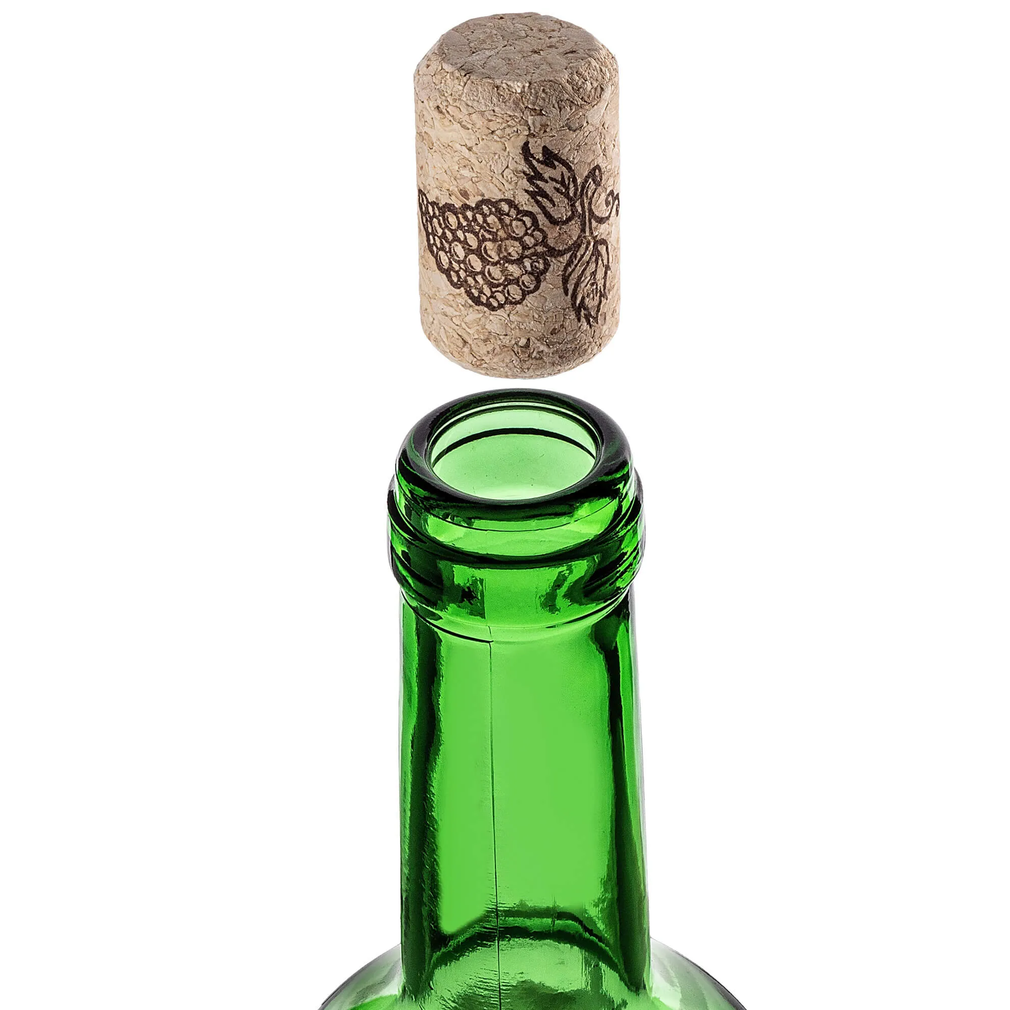 Biagio vyno butelis 750 ml žalias su aglomeruotu kamščiu 1 vnt.