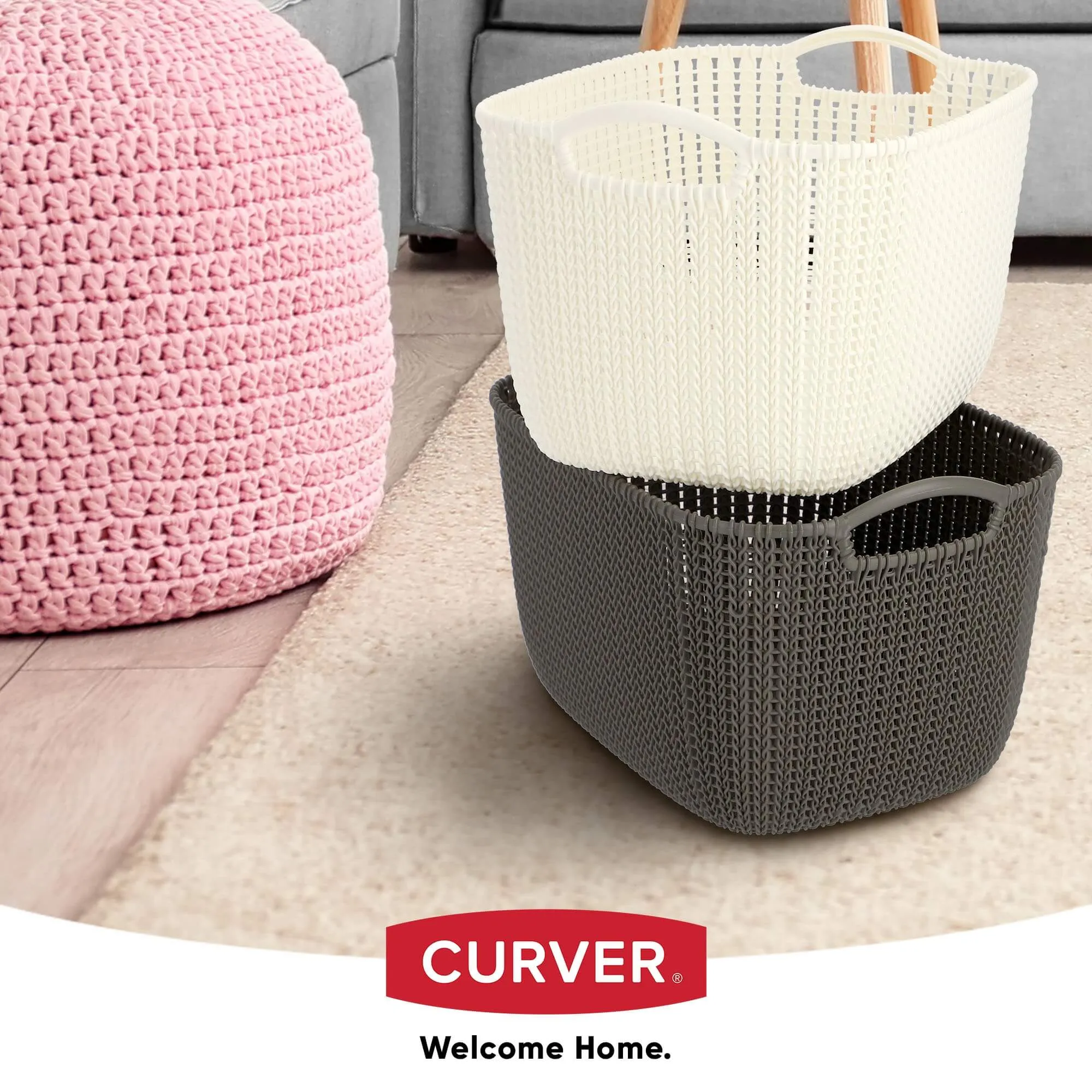 19L „Curver“ megztas krepšys su rankenomis, rudas