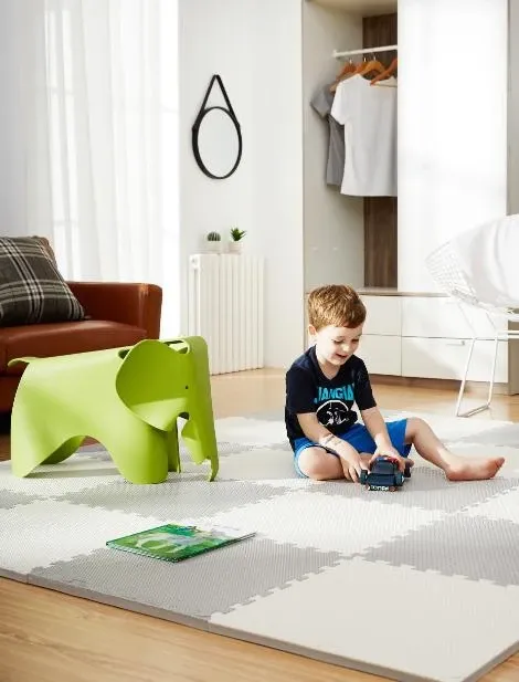 Didelis putplasčio kilimėlis, „Ricodids“ dėlionė 60x60 cm, 4 vnt., balta ir pilka - nuotrauka 1