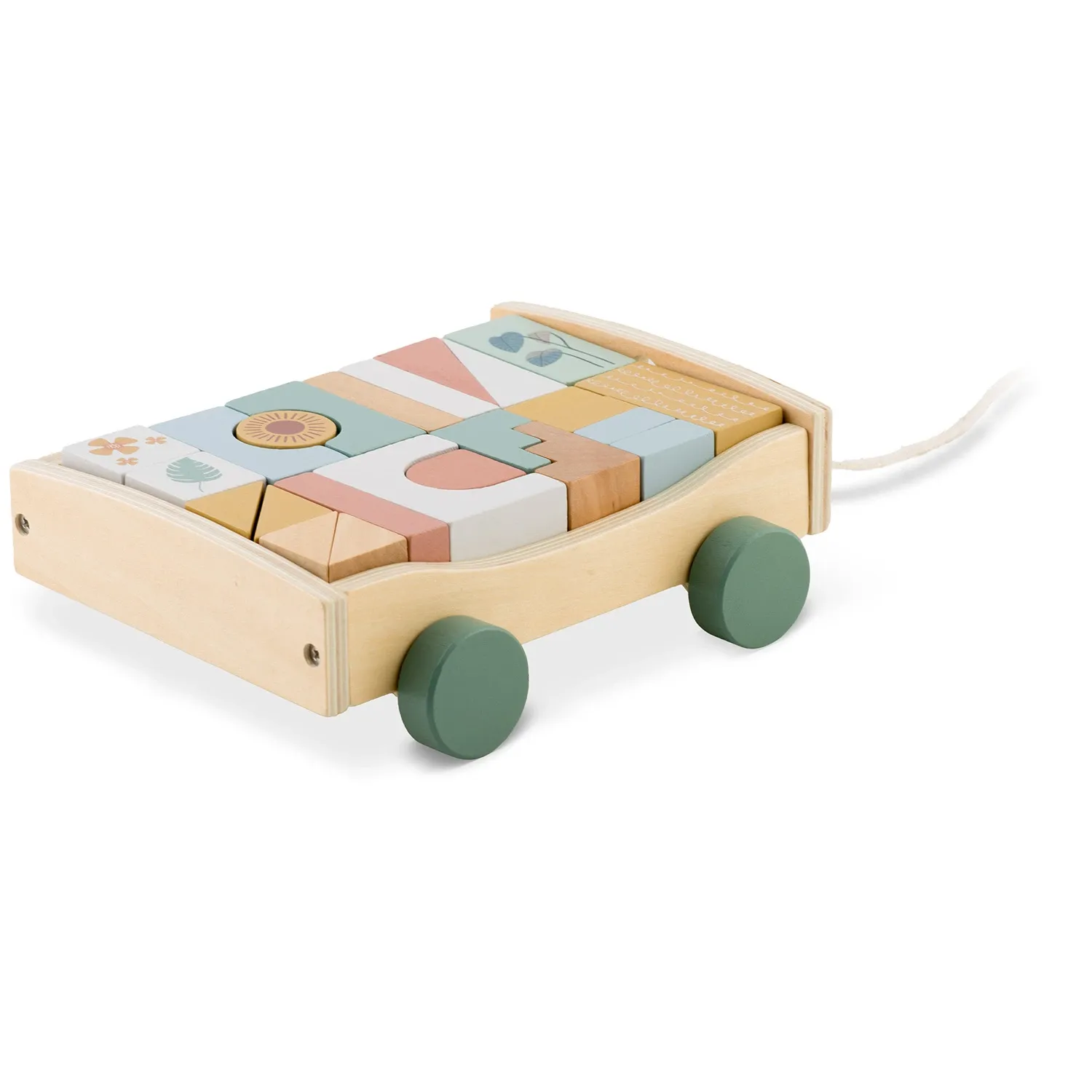 Medinis traukiamas žaislas su kaladėlėmis NK-853 Nukido - nuotrauka 1