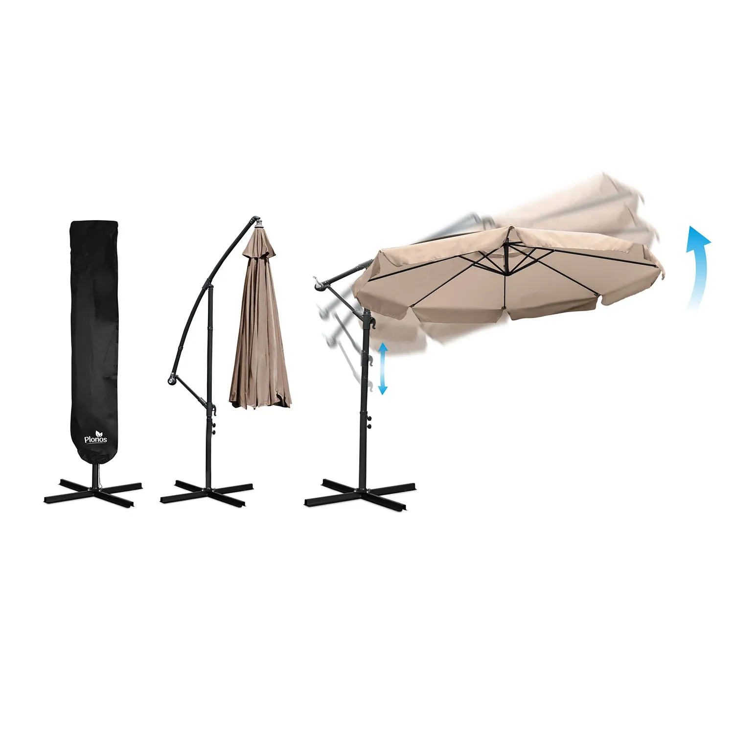 Sulankstomas sodo skėtis, 8 segmentų, 350 cm, su uždanga, „Plonos PL-881“ - nuotrauka 1