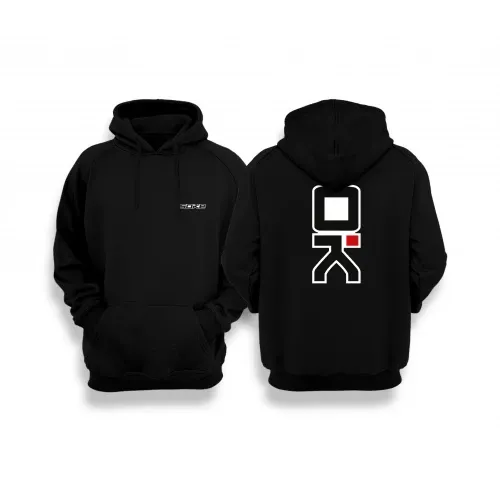 Juodas džemperis su gobtuvu - nuotrauka 1