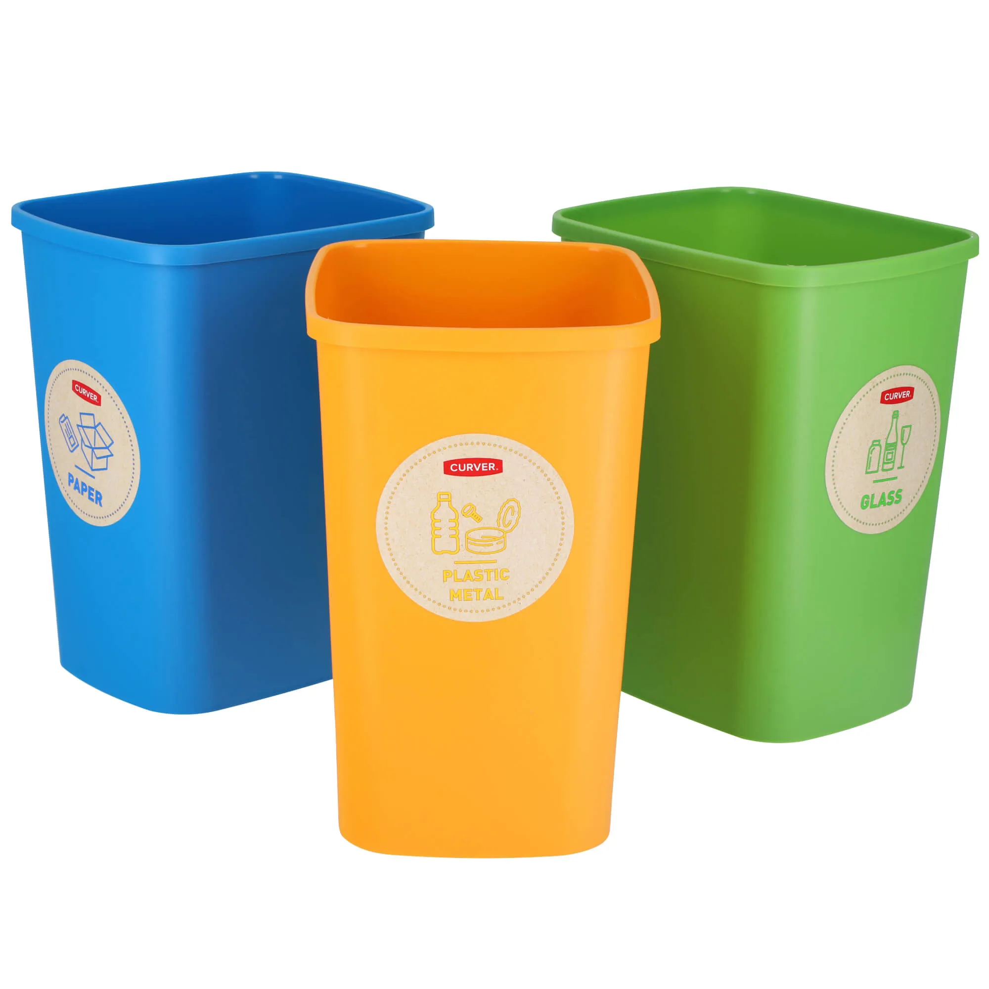 „Curver“ ekologiškos atliekų rūšiavimo dėžės, 10 l, 3 vnt.
