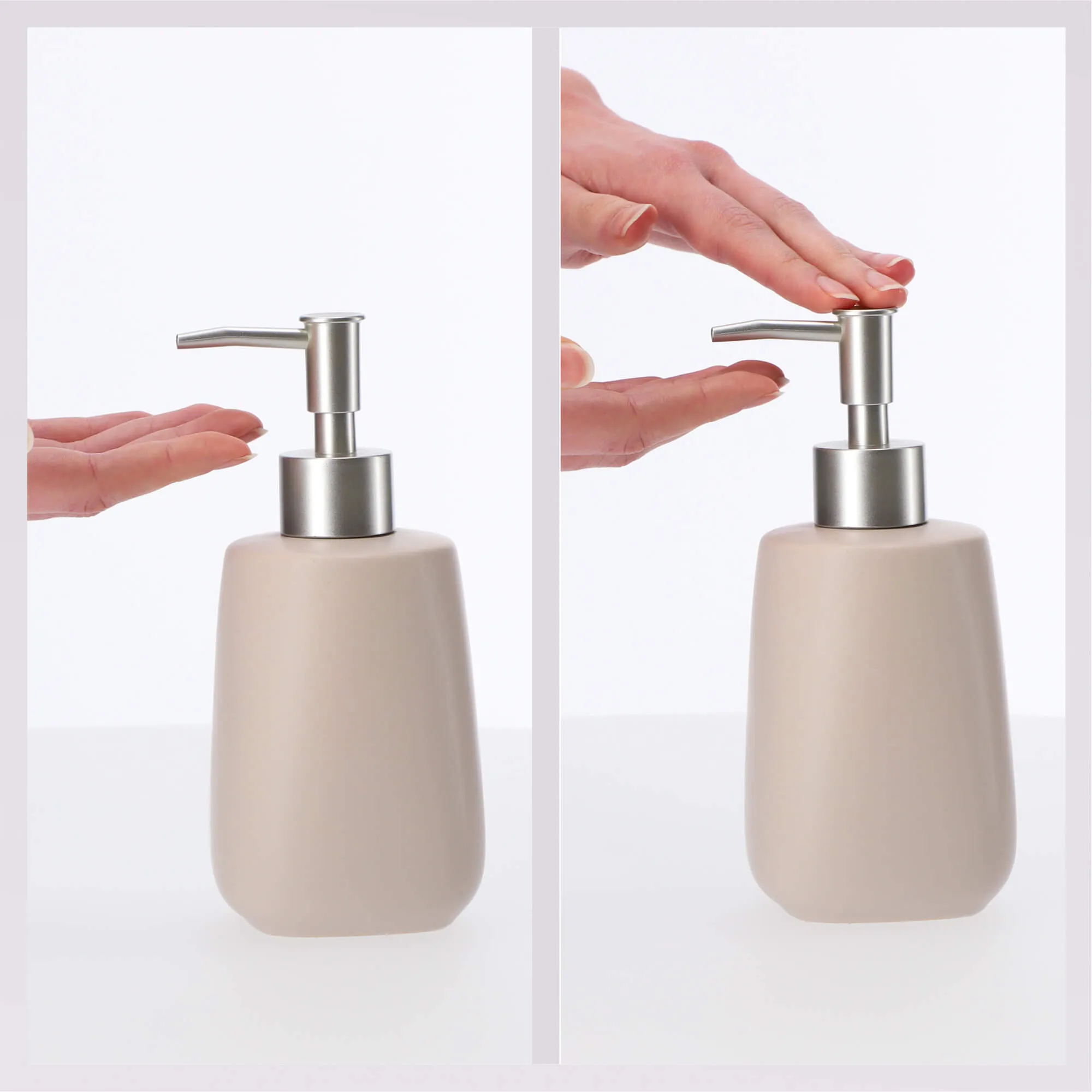 Palmi muilo dozatorius su pompa, 400 ml, smėlio spalvos