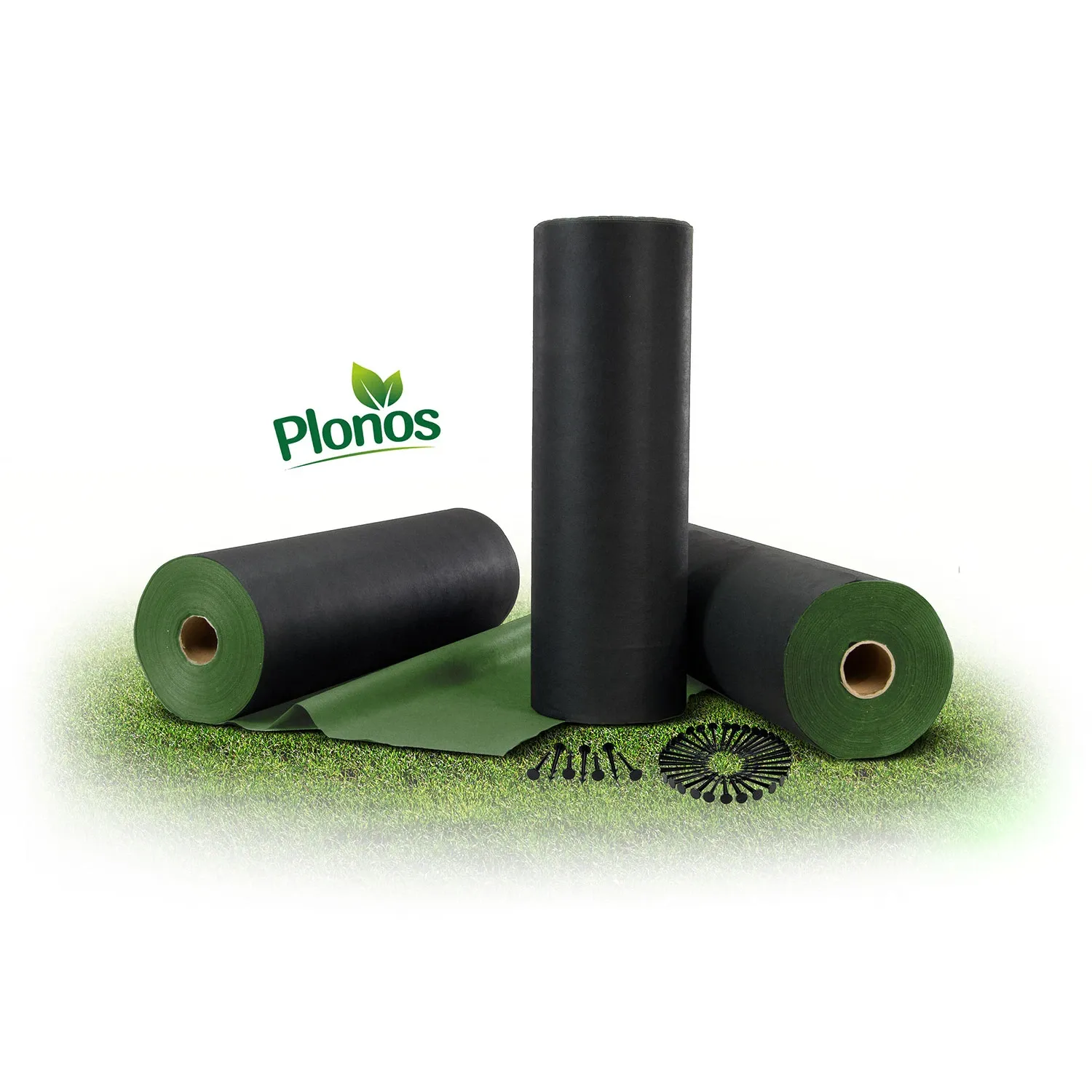 Sodo agrotekstilė 1,6 m x 50 m 90 g/m2 + 100 „Plonos“ smeigtukų - juoda ir žalia - nuotrauka 1