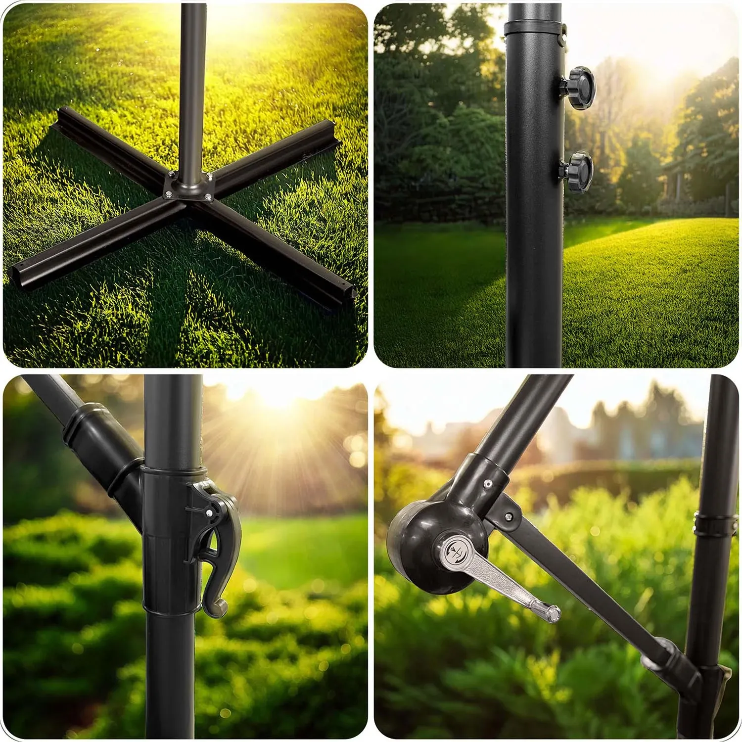 Sulankstomas sodo skėtis, 8 segmentų, 350 cm, su uždanga, „Plonos PL-881“ - nuotrauka 1