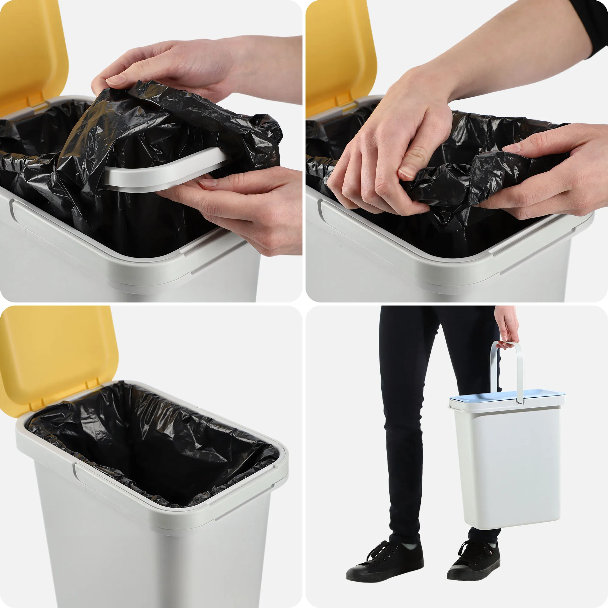 Rully šiukšliadėžė 4 x 12 l su tvirtinimo laikikliais