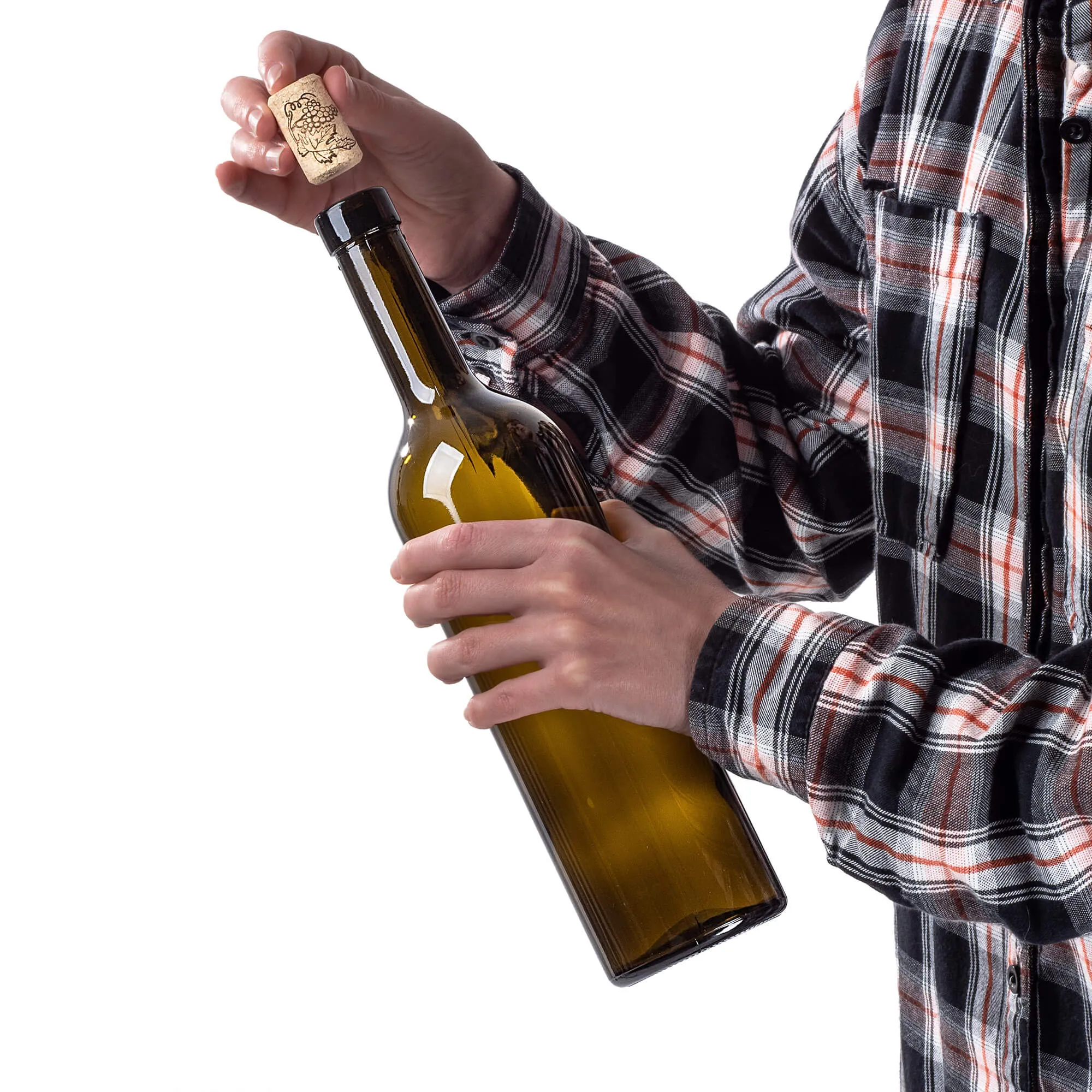 Biagio vyno buteliai 750 ml alyvuogių spalvos su aglomeruotu kamščiu 10 vnt.