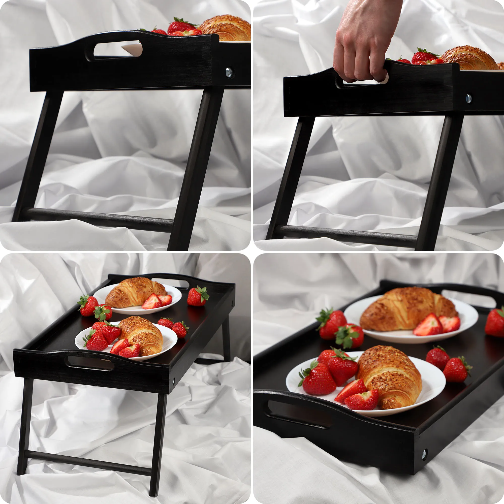 „Solia“ pusryčių stalas, nešiojamam kompiuteriui, 50 cm, juodas