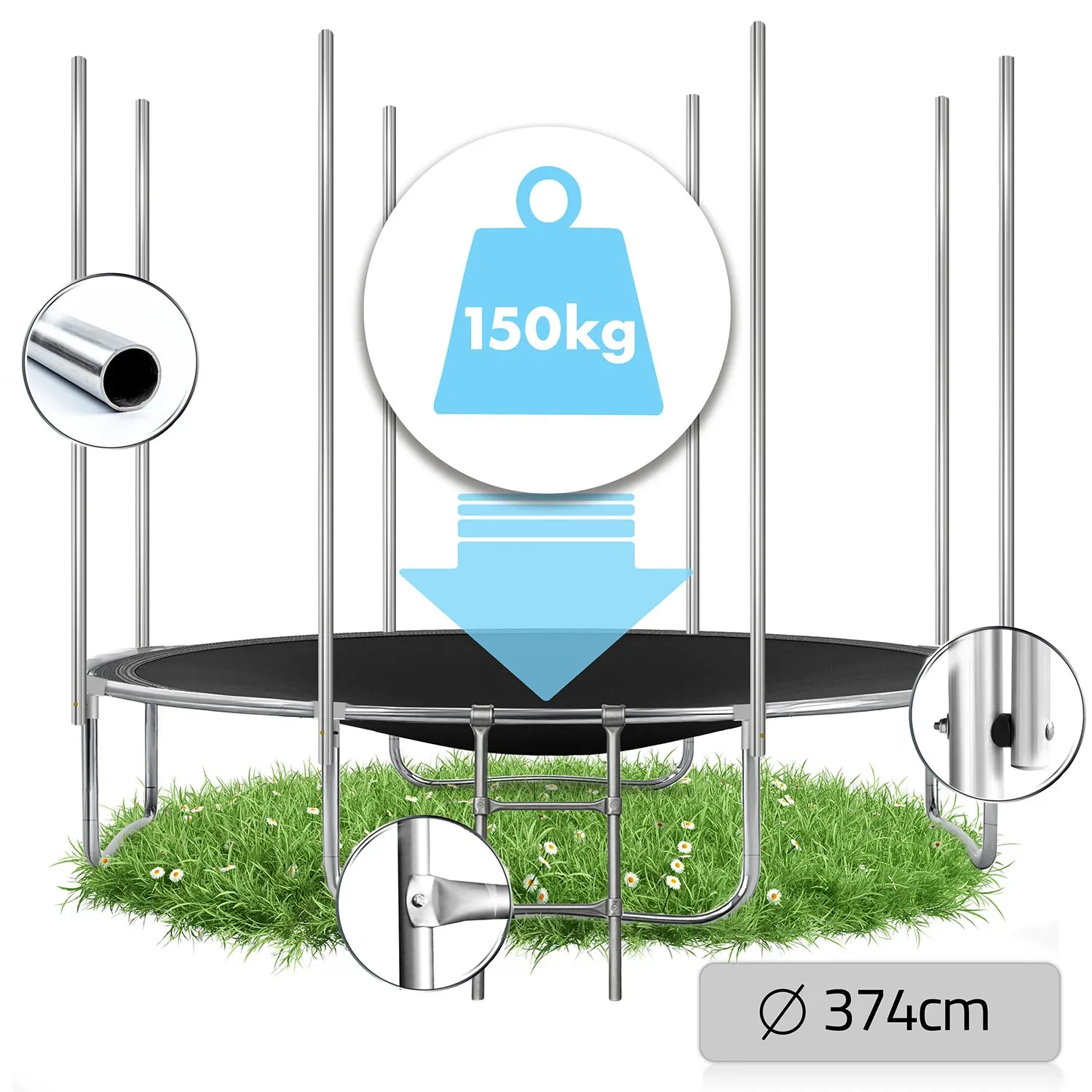 12 pėdų / 374 cm sodo batutas su lauko tinklu ir kopėčiomis Neo-Sport - nuotrauka 1