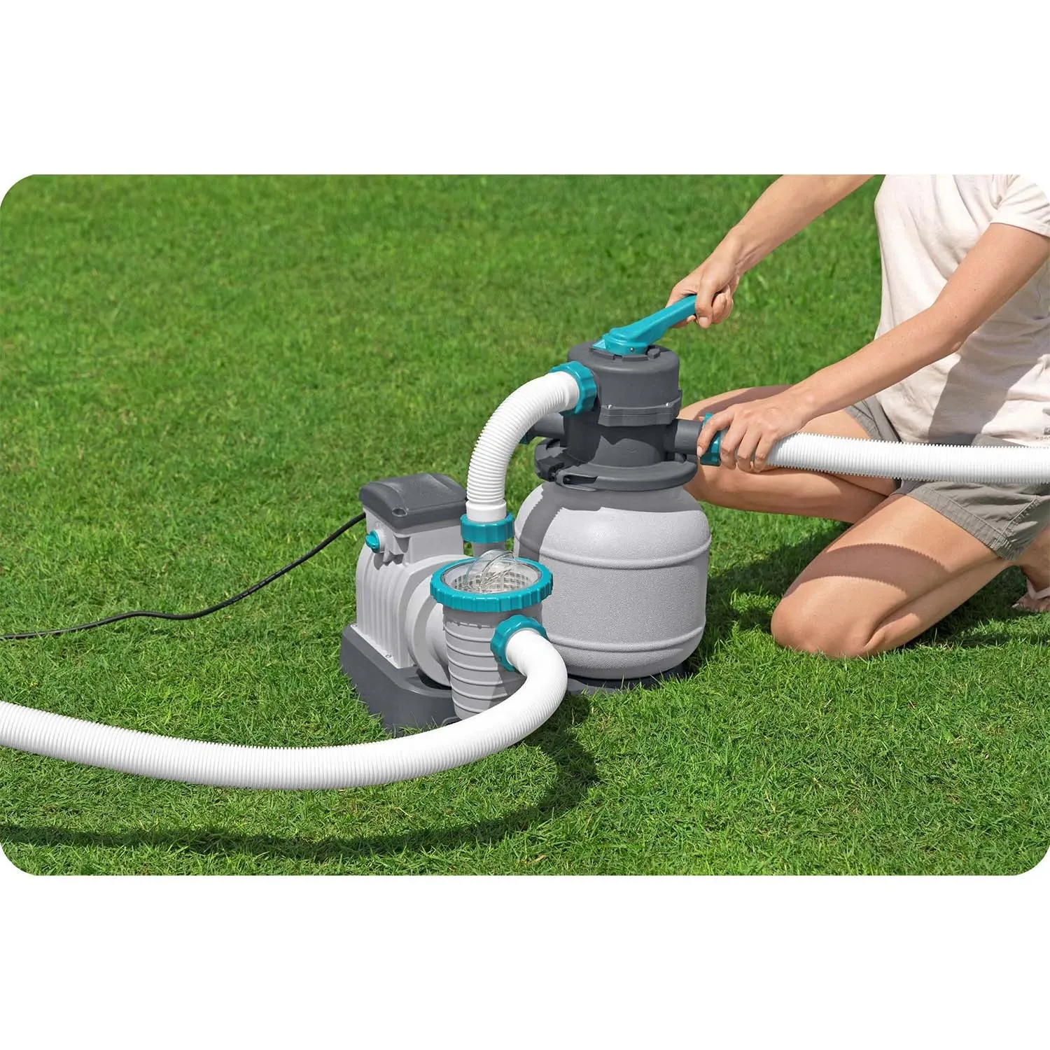 „Bestway 58497“ baseino smėlio pompa + filtro kamuoliukai, 6056 l/val. - nuotrauka 1