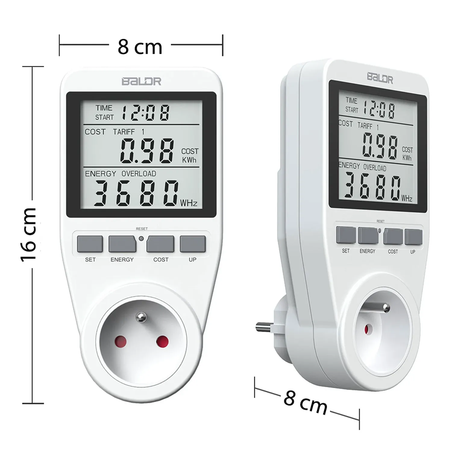 Baldr BD-990 vienfazis vatmetras, baltas - nuotrauka 1