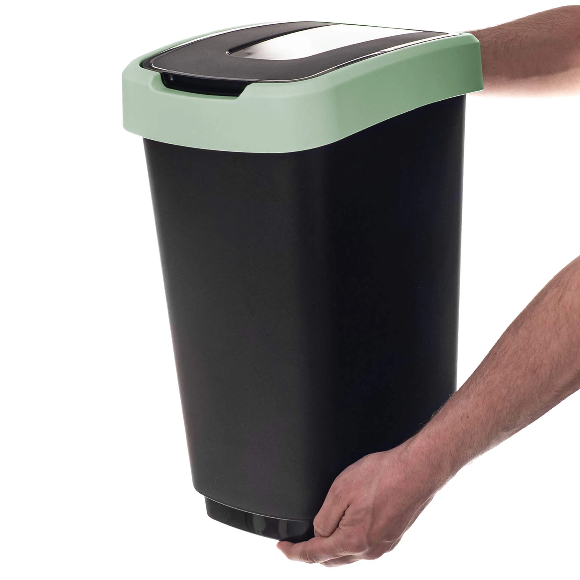 Morin 25 l šiukšliadėžė su besisukančiu dangčiu, juodos ir žalios spalvos