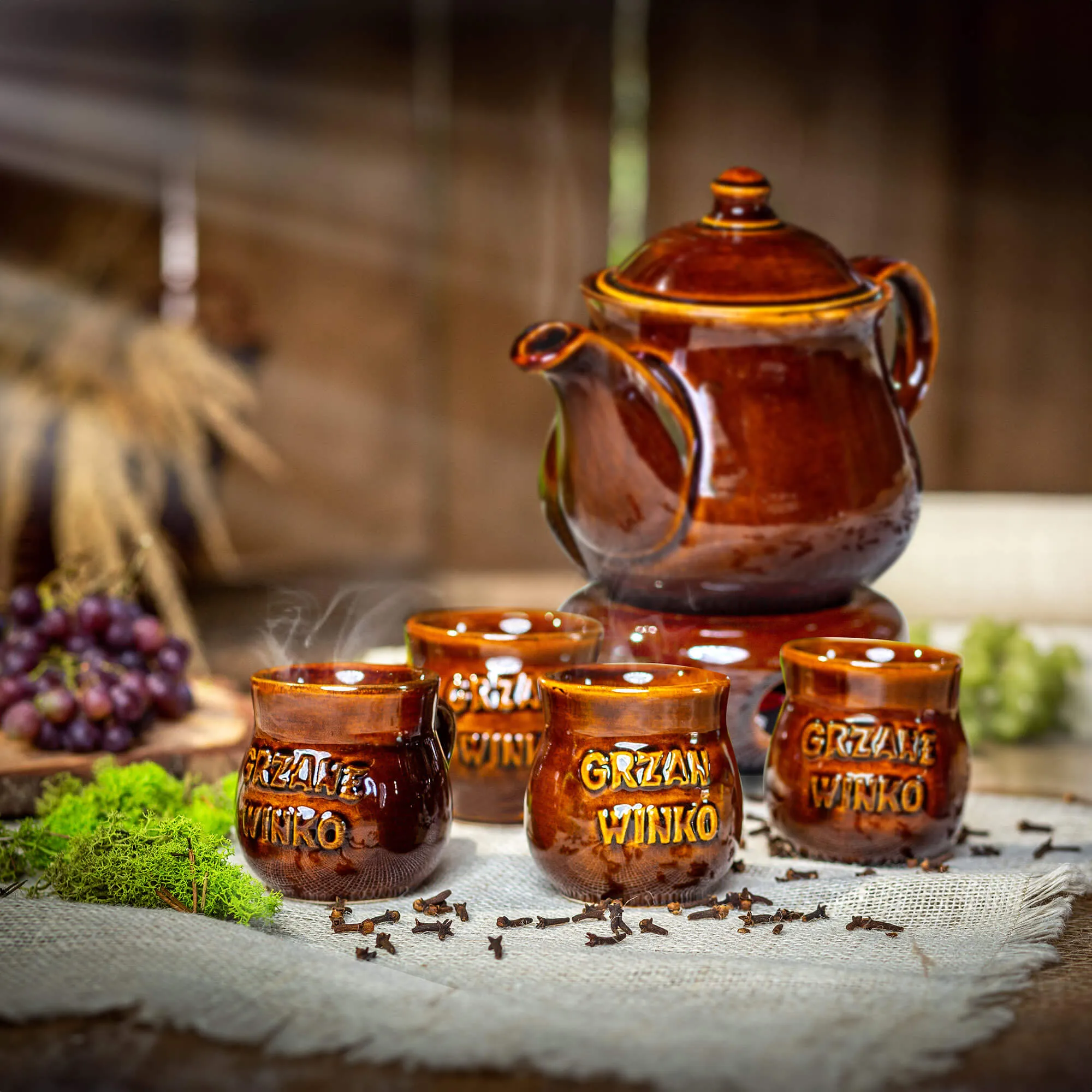 Olympia keramikos karšto vyno rinkinys su užrašais