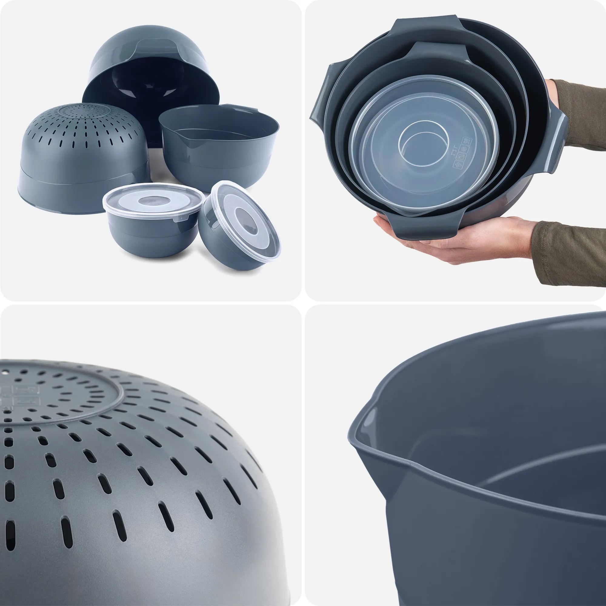 Dogato dubenėlių rinkinys, 7 dalys, tamsiai pilkas