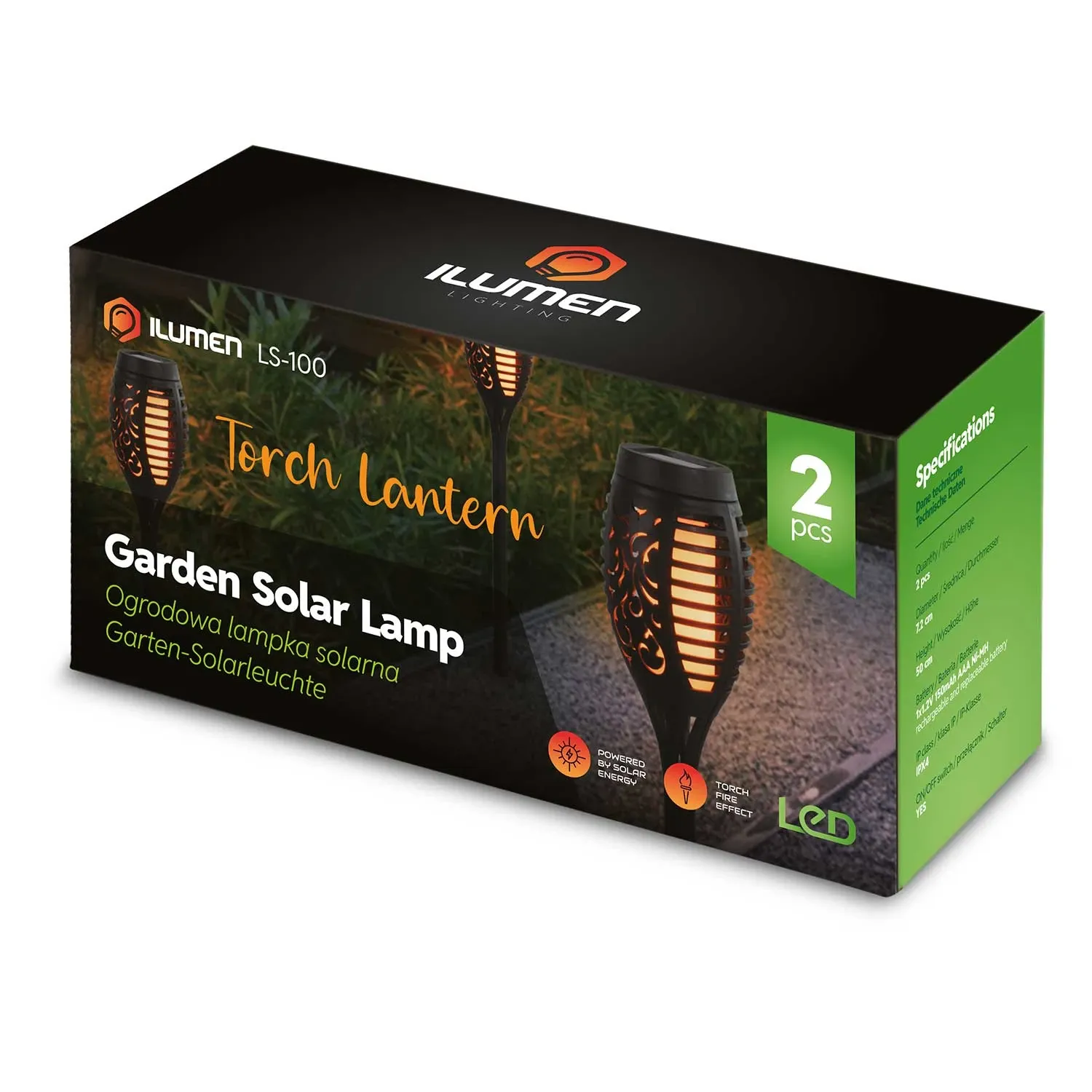Saulės energija varomi žibintuvėliai, 2 vnt., „Ilumen LS-100“ - nuotrauka 1