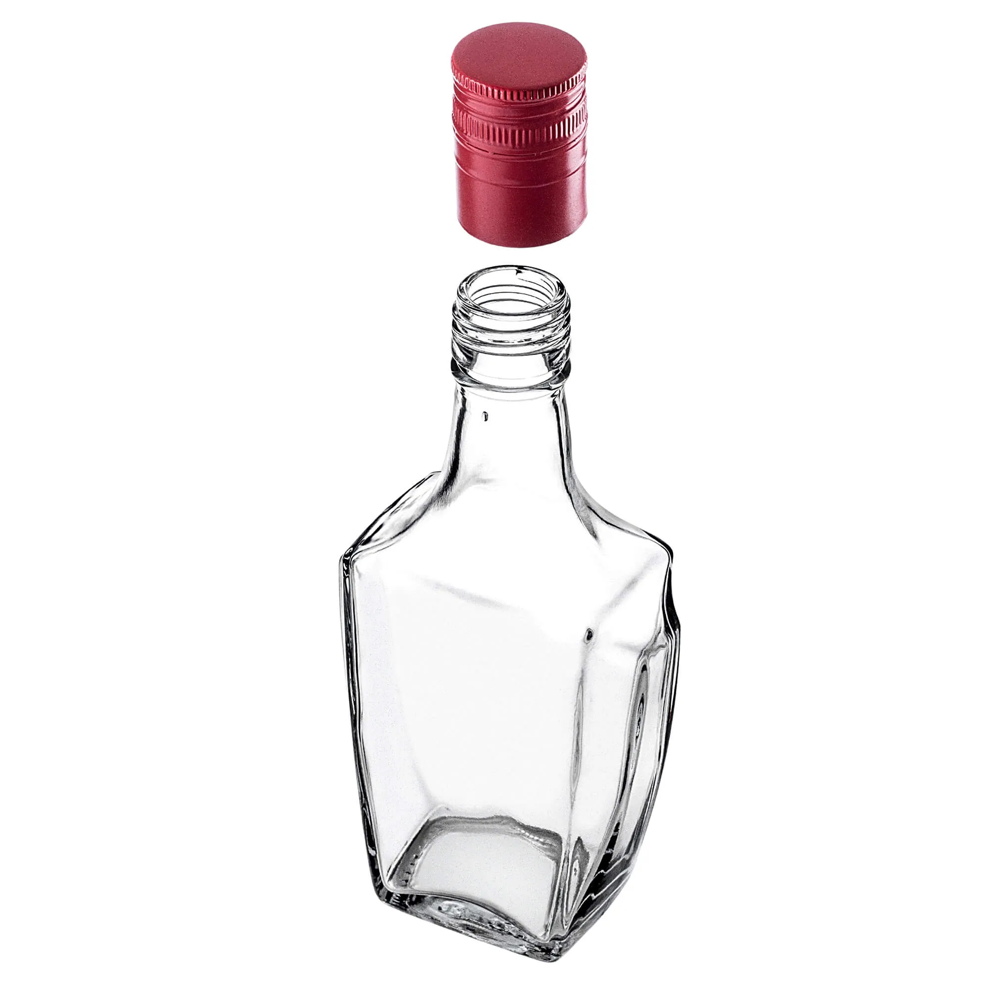 Faenza stikliniai tinktūros buteliukai 250 ml su ilgu raudonu dangteliu, 10 vnt.