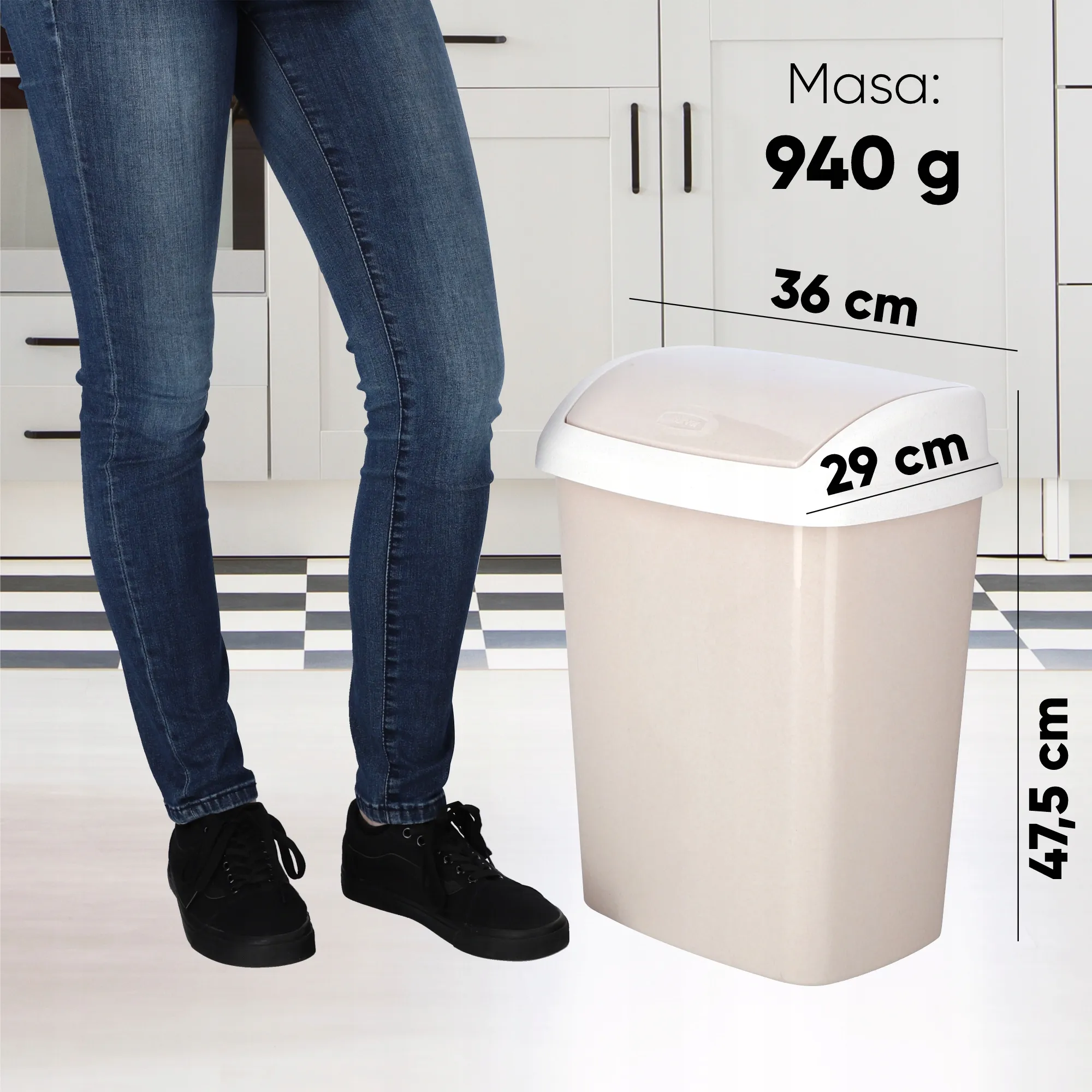 Curver Dominik 25 l pakreipiama šiukšliadėžė, smėlio spalvos