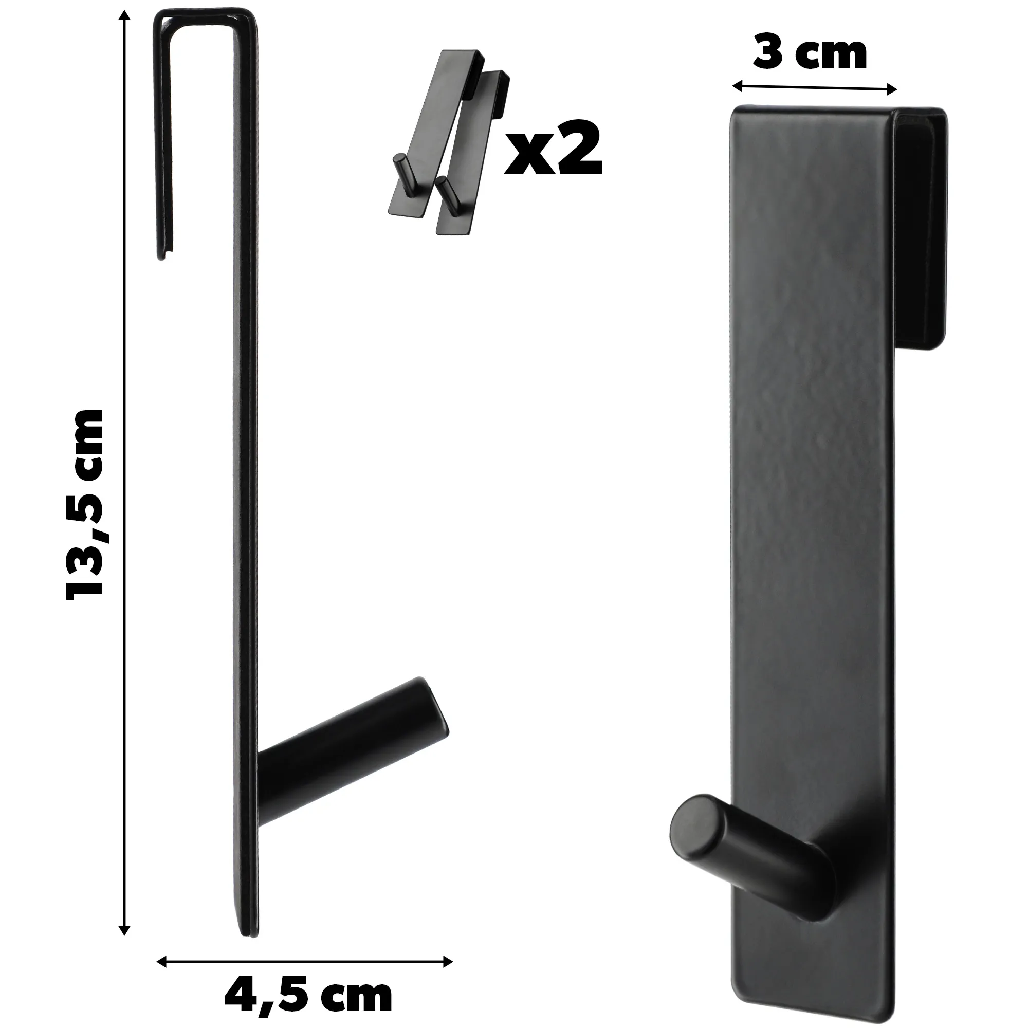 Besse durų kabliukai, juodi, 2 vnt. pakuotėje