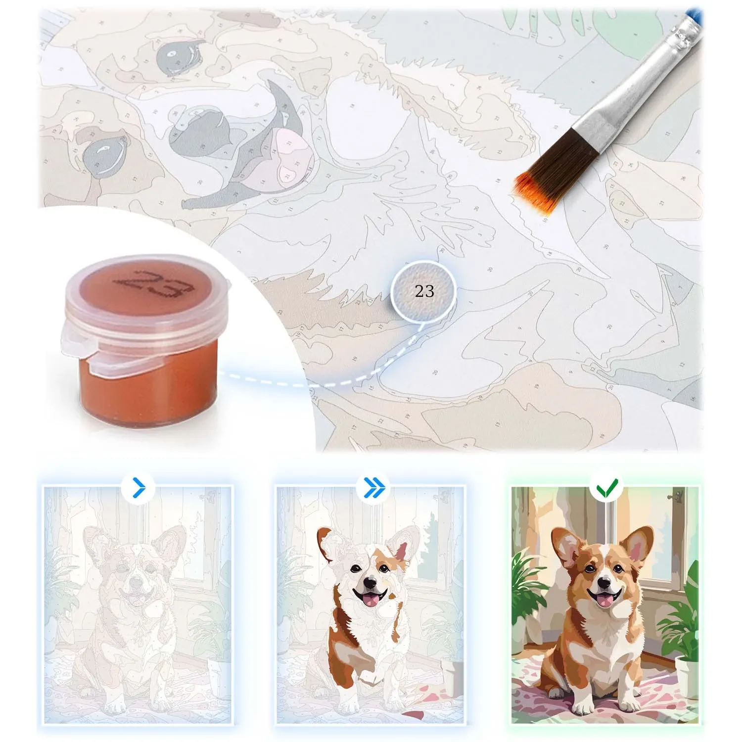 Tapyti pagal skaičius paveikslas 40x50 cm Massido Moters su arkliu portretas - nuotrauka 1