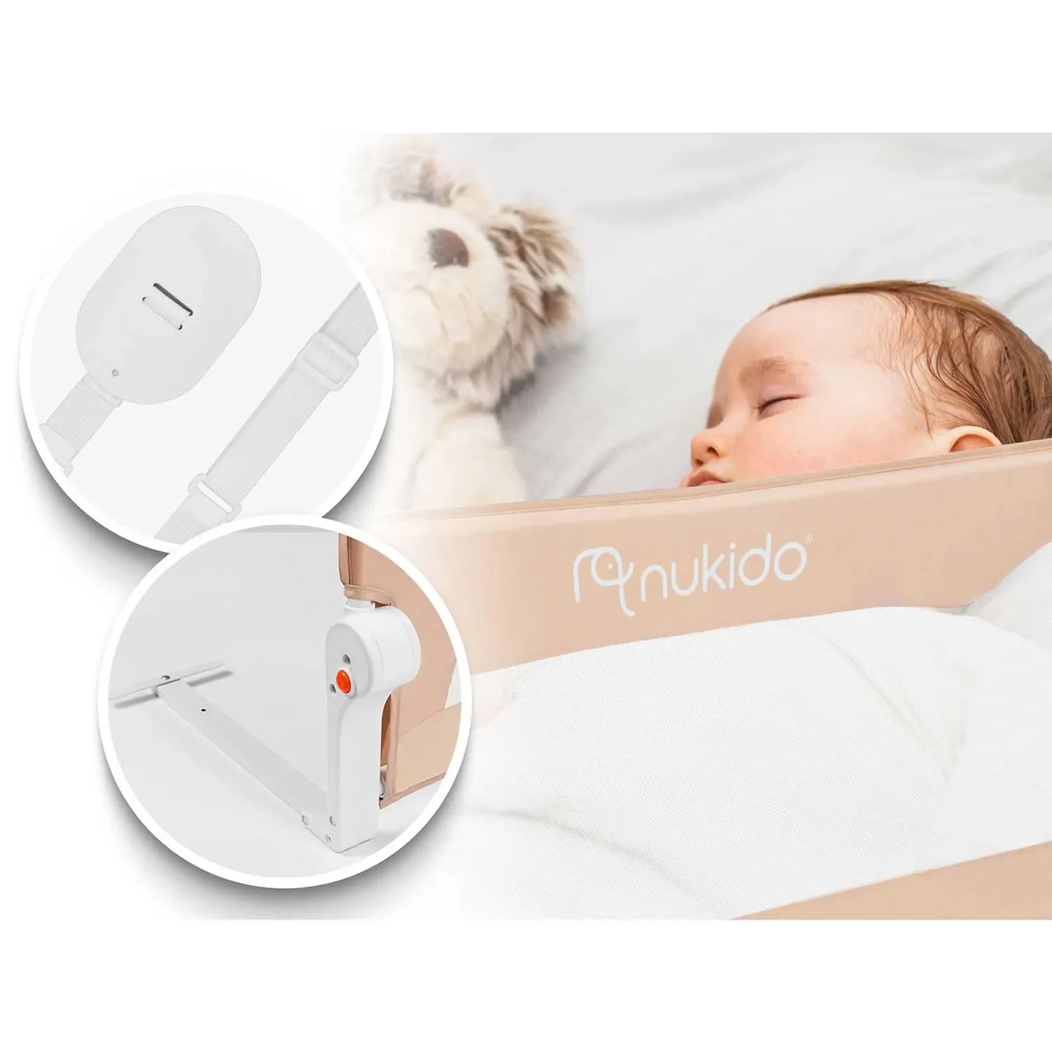 Lovos apsauginis turėklas 150 x 42 x 35 cm, „Nukido“, smėlio spalvos - nuotrauka 1