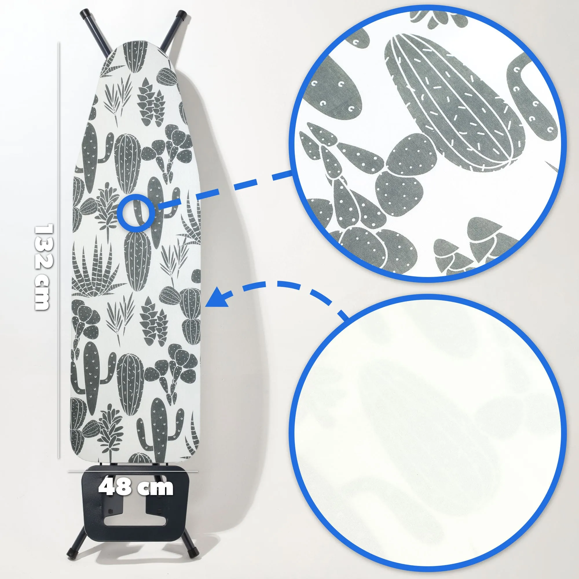 „Tena“ lyginimo lentos užvalkalas, 132 x 48 cm, tamprus, kaktusų formos