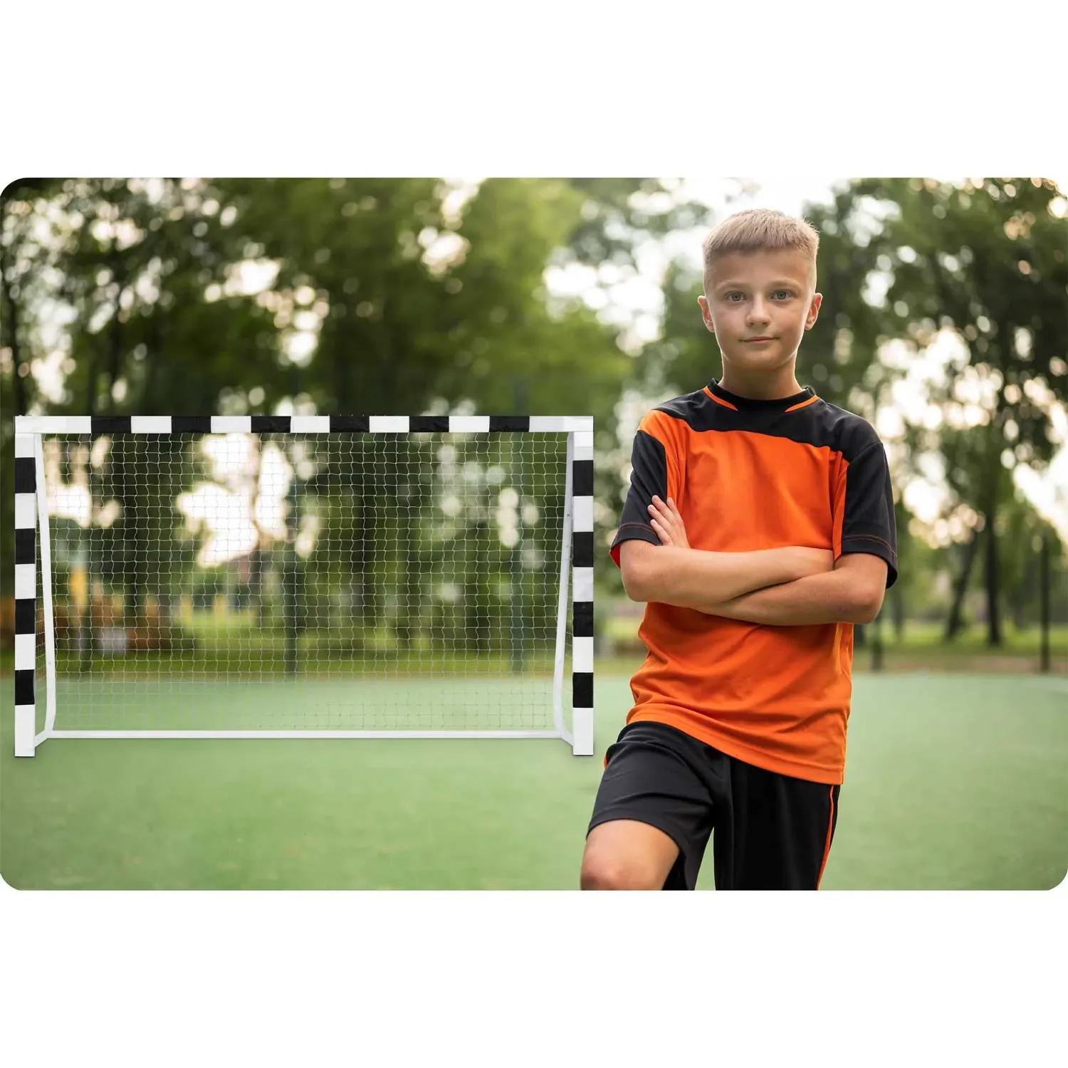 Futbolo vartai 300 x 160 x 90 cm NS-460 juodi ir balti - nuotrauka 1