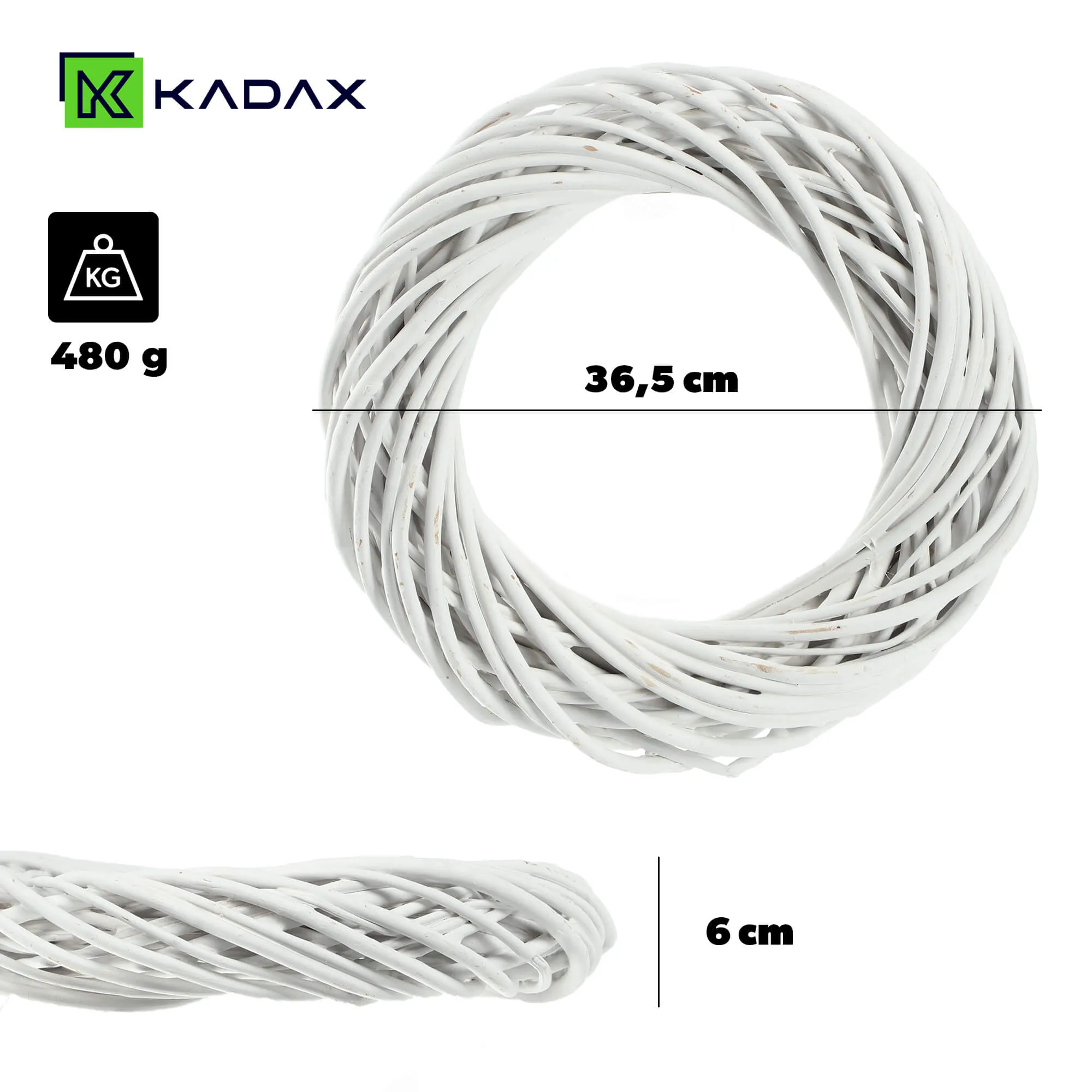 Berno vytelių vainikas 40 cm, baltas