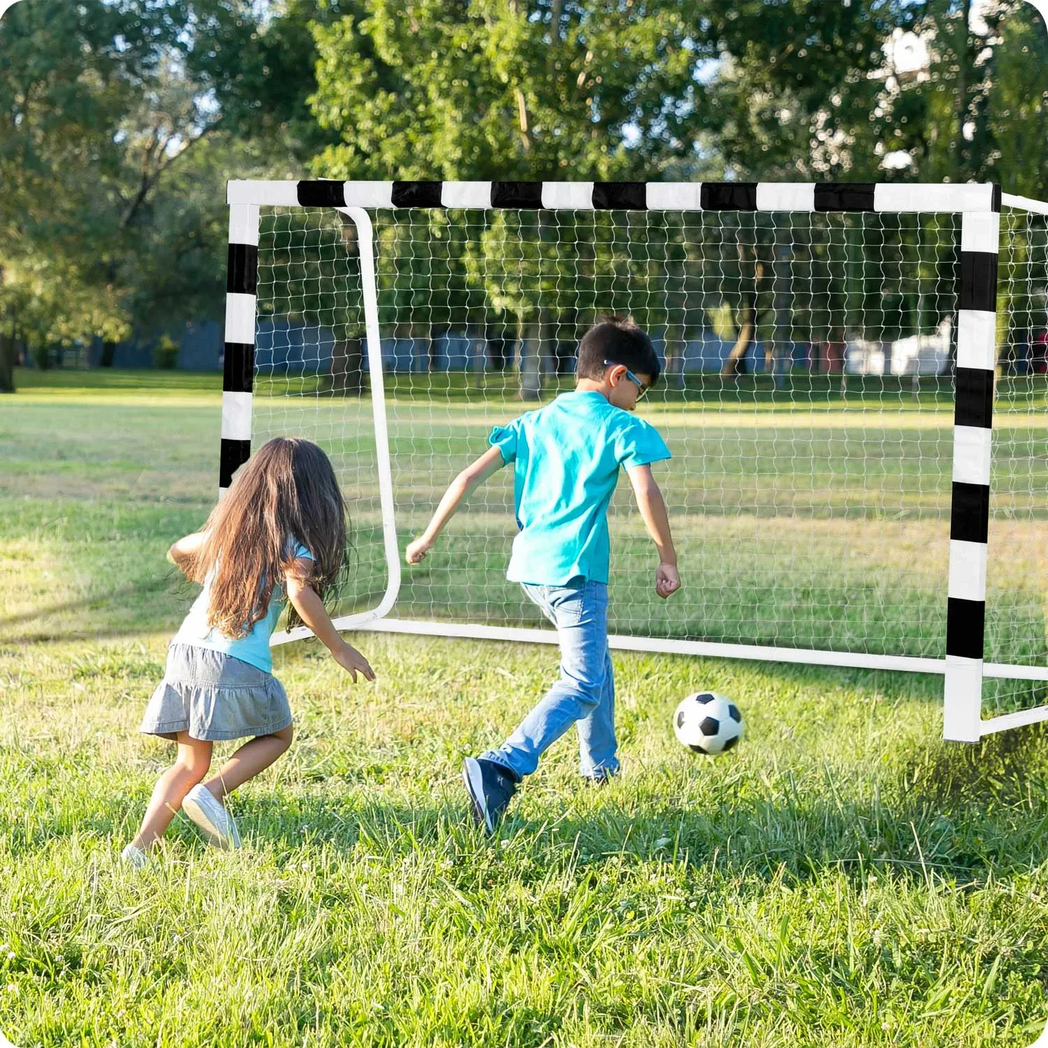 Futbolo vartai 300 x 160 x 90 cm NS-460 juodi ir balti - nuotrauka 1