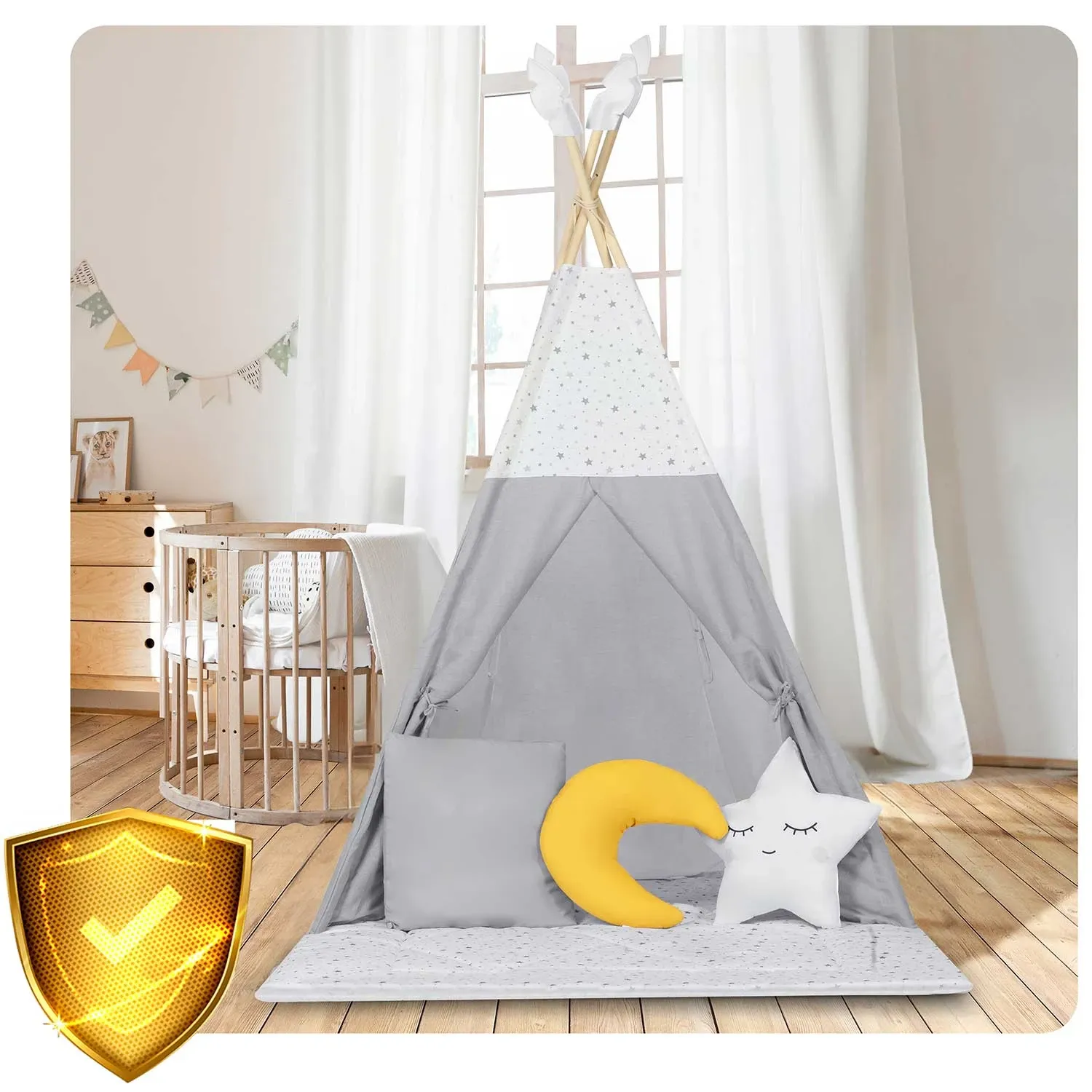 NK-406 Nukido vaikiška tipi palapinė - šviesiai pilka - nuotrauka 1