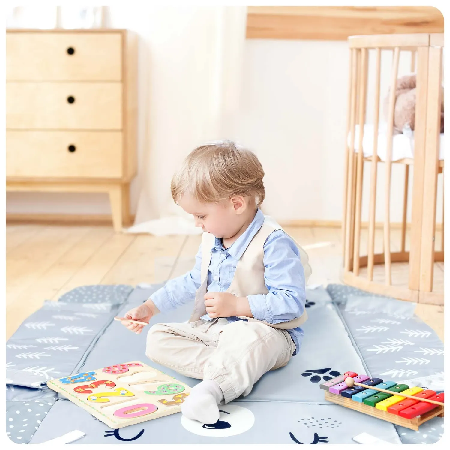 Interaktyvus edukacinis kilimėlis 110 x 100 cm Ricokids Rabbit - nuotrauka 1