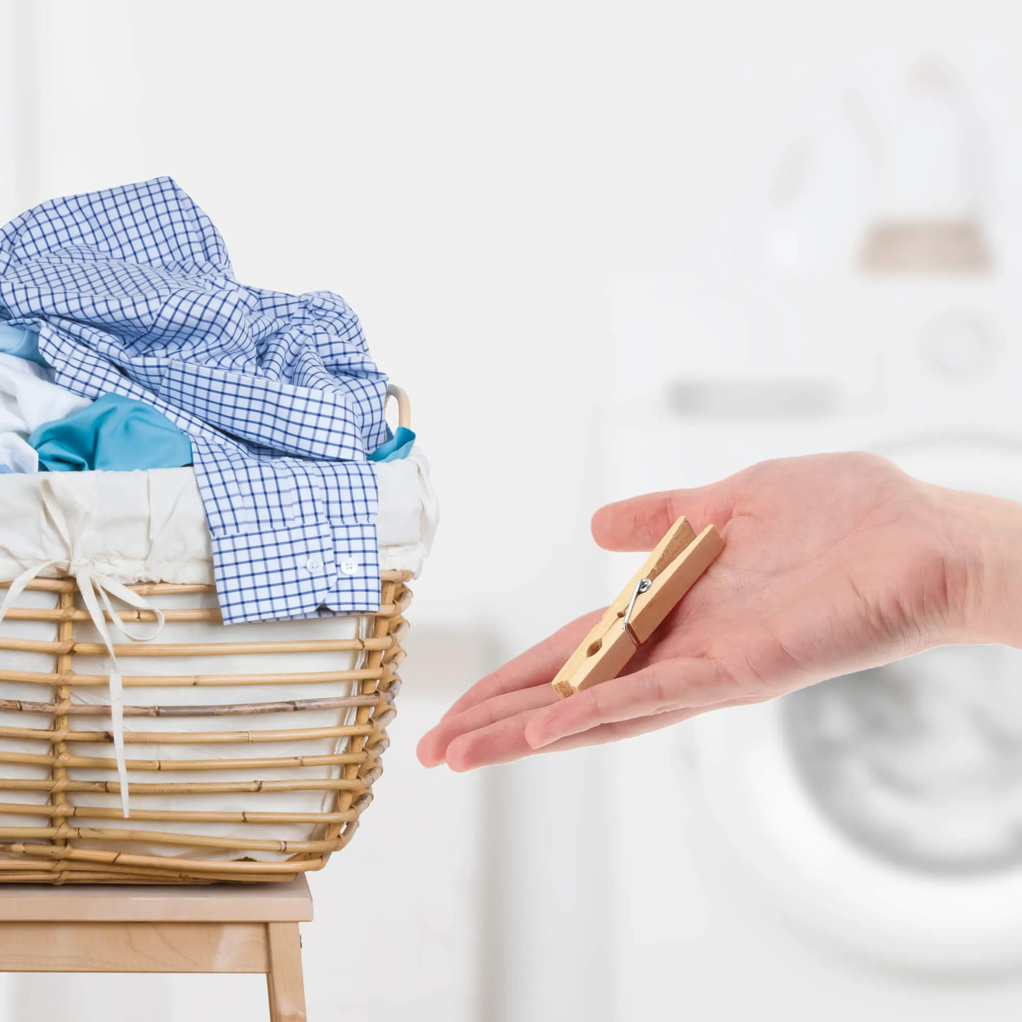 Mediniai skalbinių segtukai, rudi, 10 vnt.