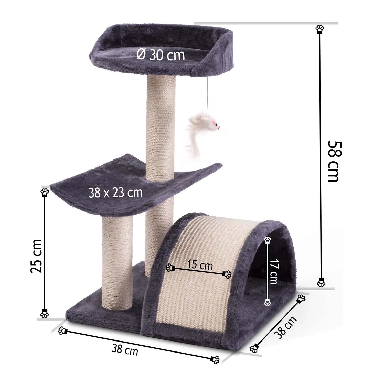 Katės draskyklė 58 cm DR-253 Pethaus su pele - nuotrauka 1