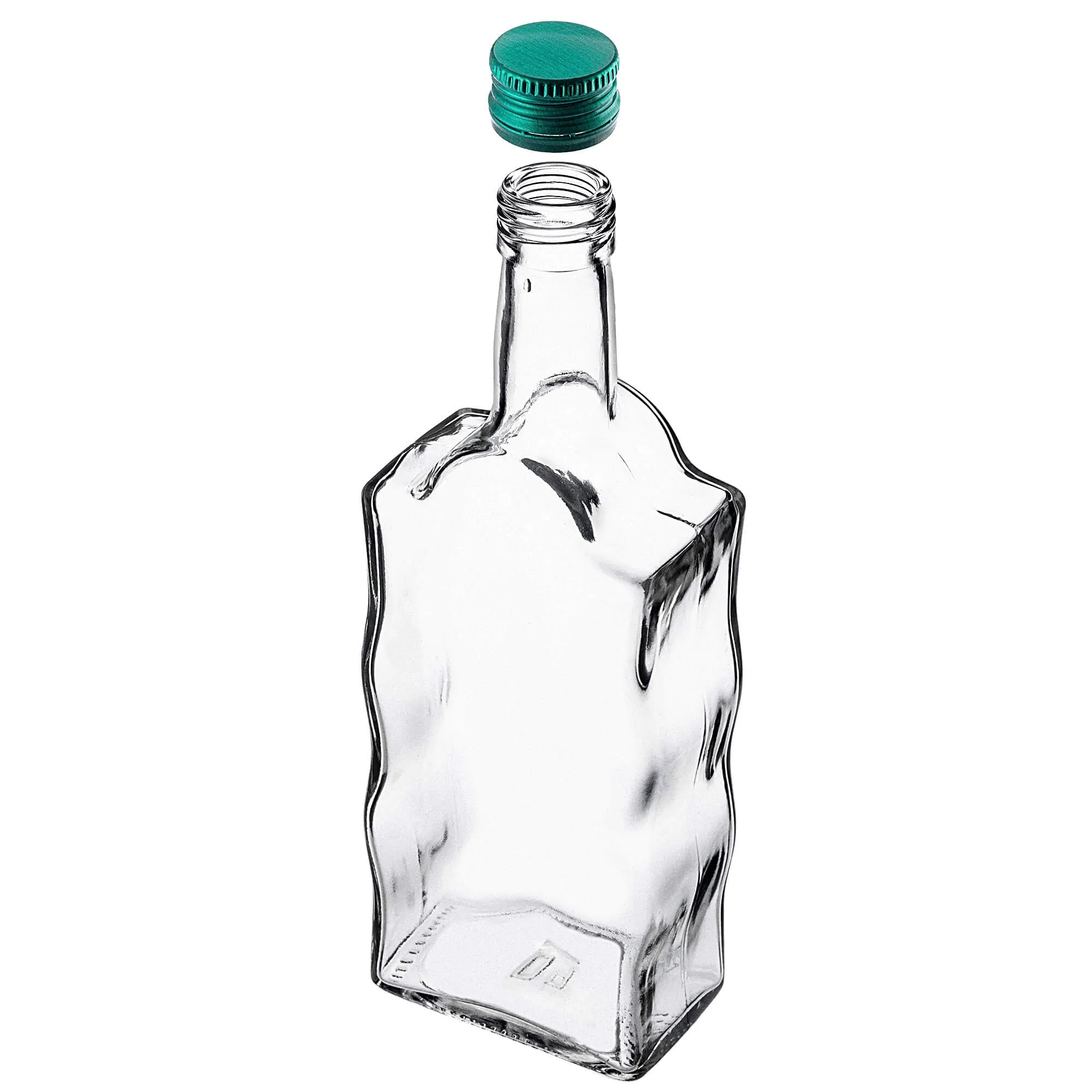 Fala stiklinis tinktūros buteliukas 500 ml su žaliu dangteliu 5 vnt.