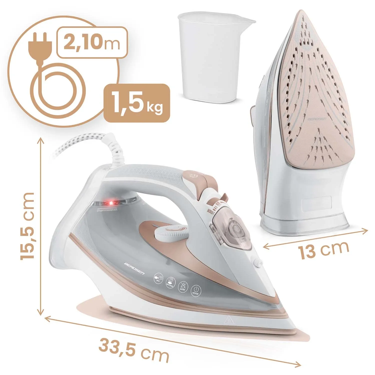 3000 W „Berdsen BD-332“ garinis lygintuvas, keraminė danga, vertikalus veikimas - nuotrauka 1