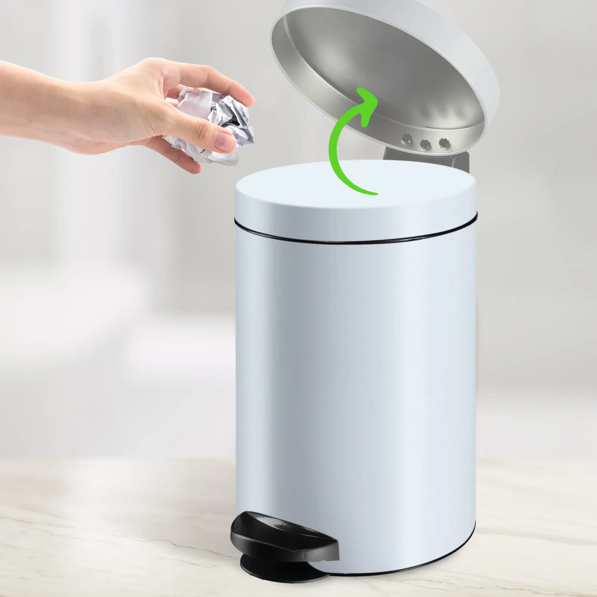 „Melfi“ 14 l plieninė šiukšliadėžė, balta